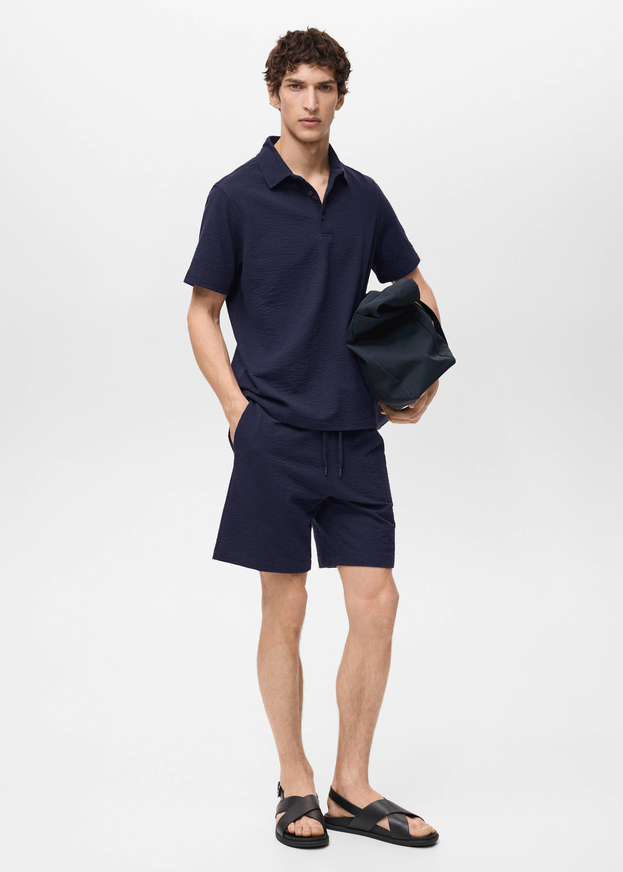 Seersucker shorts with drawstring - General plane