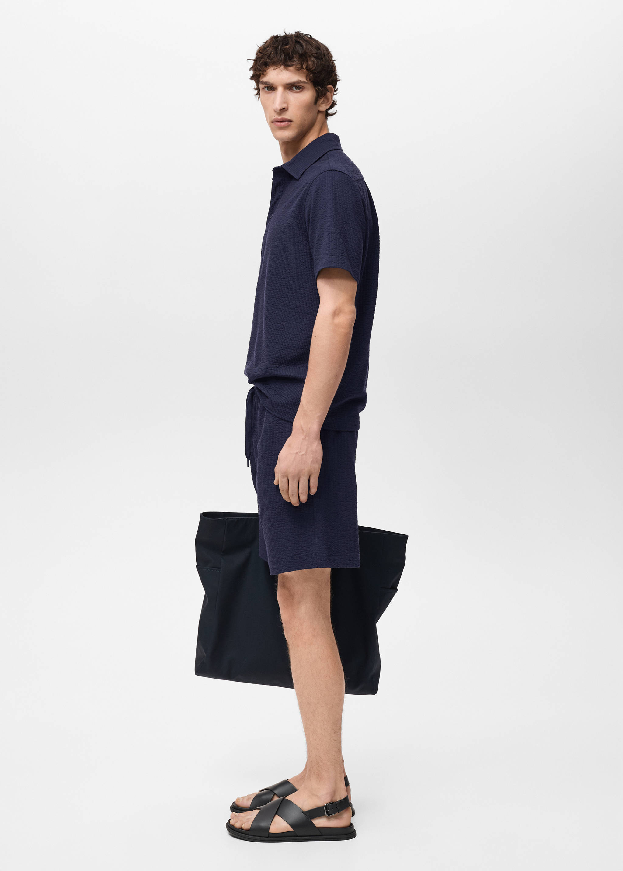 Seersucker shorts with drawstring - Details of the article 2