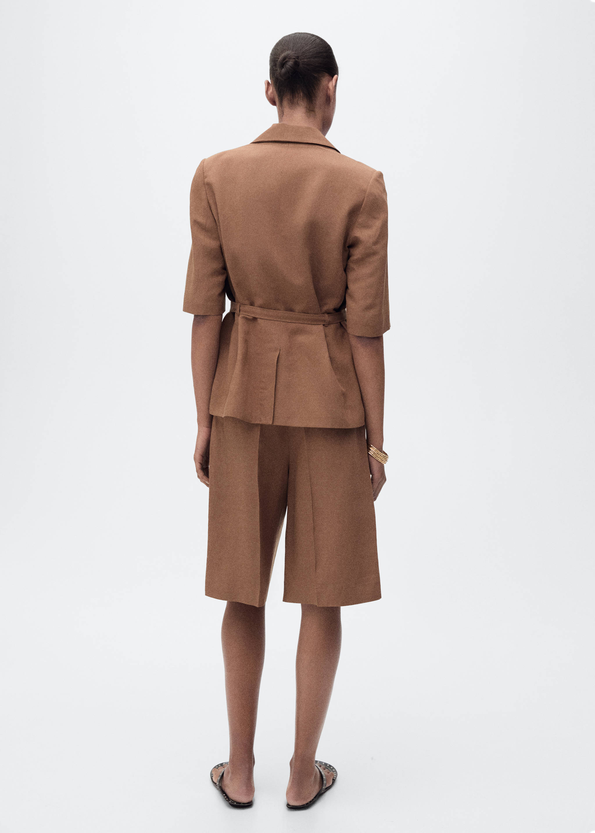 Blazer costume lin mélangé ceinture - Verso de l’article