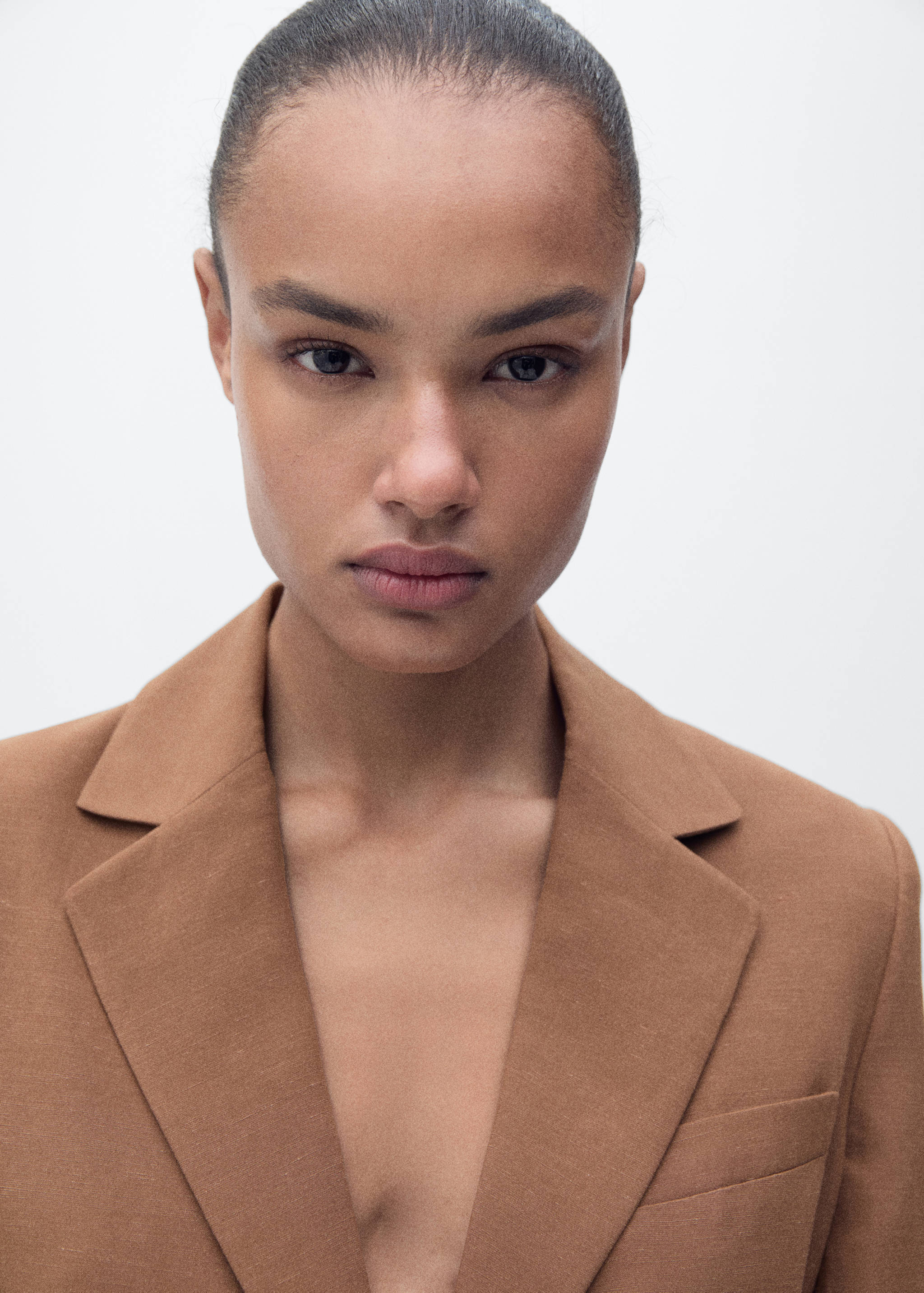 Blazer costume lin mélangé ceinture - Détail de l'article 2