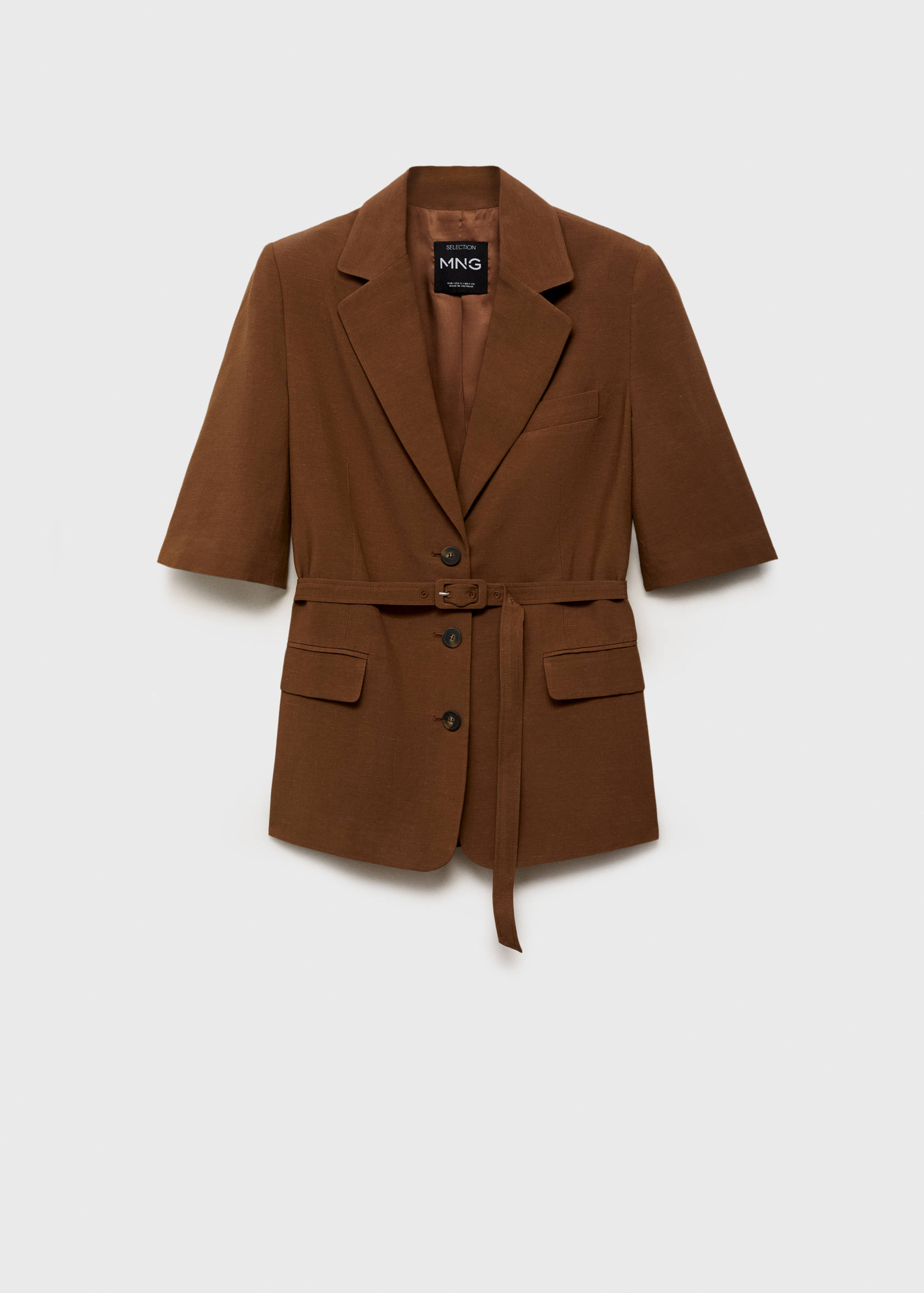 Blazer costume lin mélangé ceinture - Article sans modèle