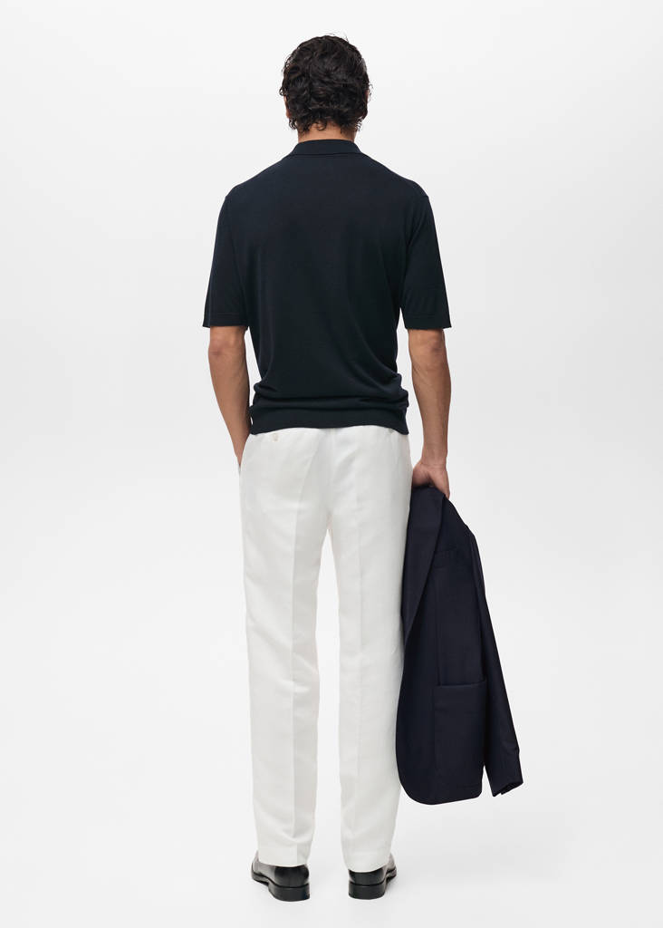 Fine-knit lyocell polo shirt — Navy