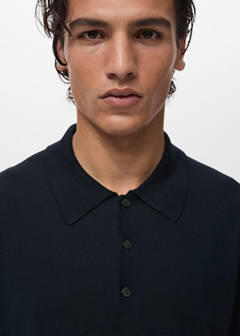 Fine-knit lyocell polo shirt — Navy 4