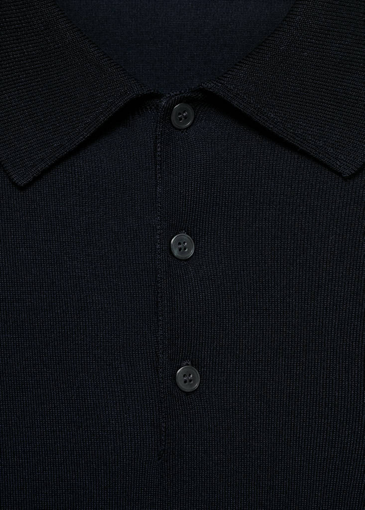 Fine-knit lyocell polo shirt — Navy