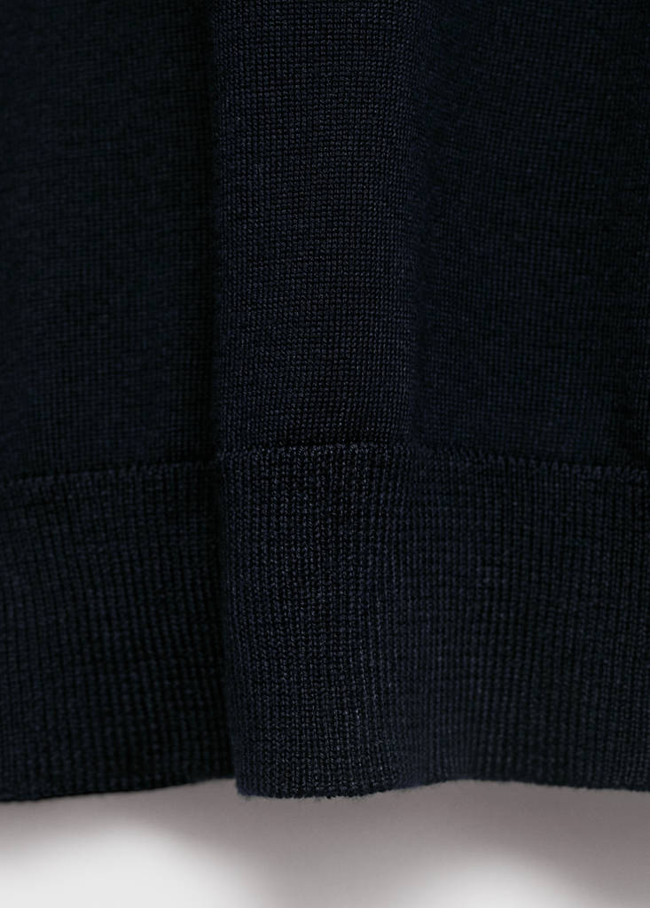 Fine-knit lyocell polo shirt — Navy