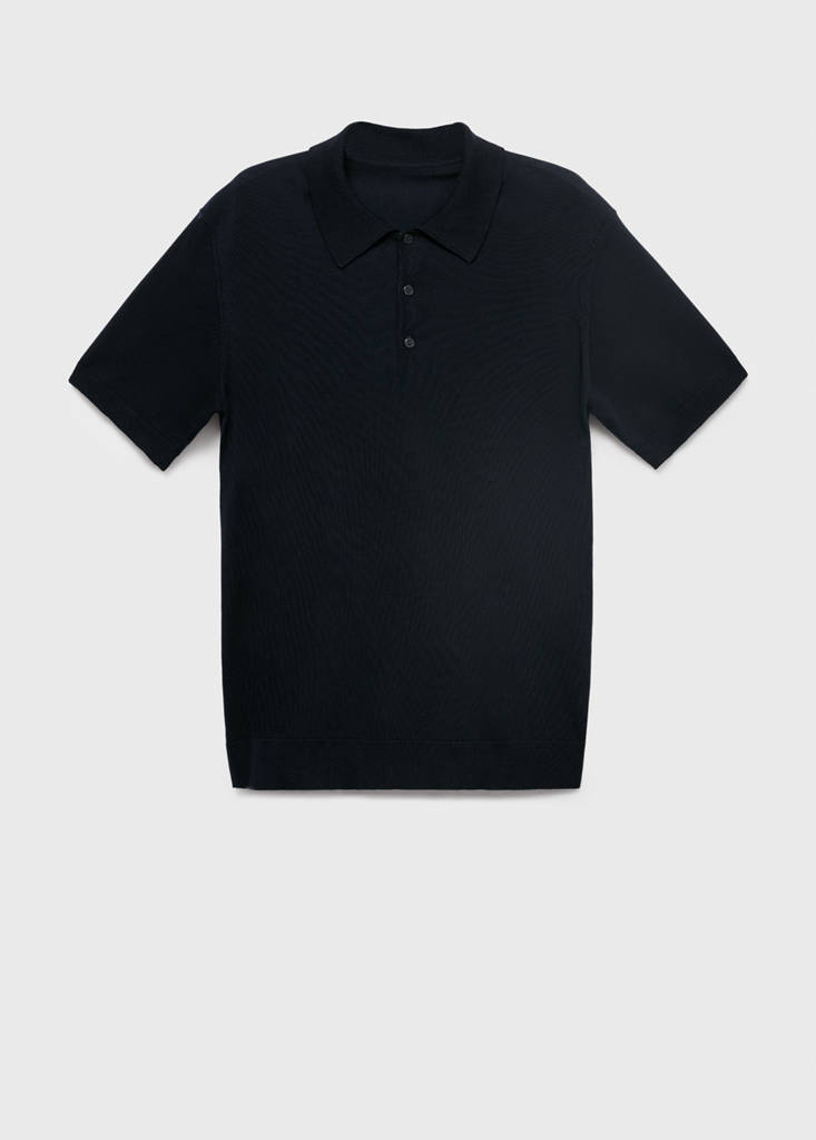 Fine-knit lyocell polo shirt — Navy