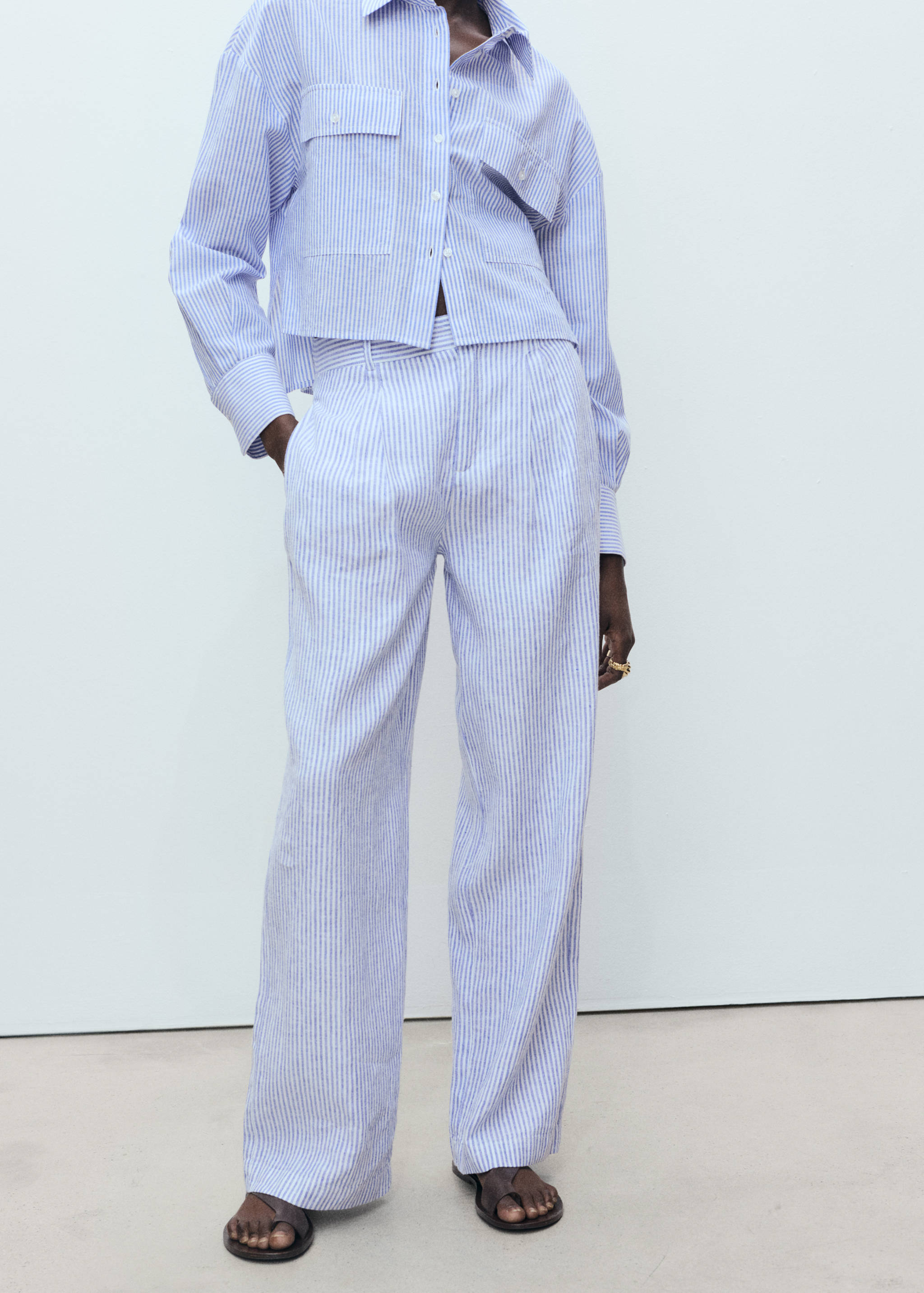 Striped linen-blend pants - Medium plane