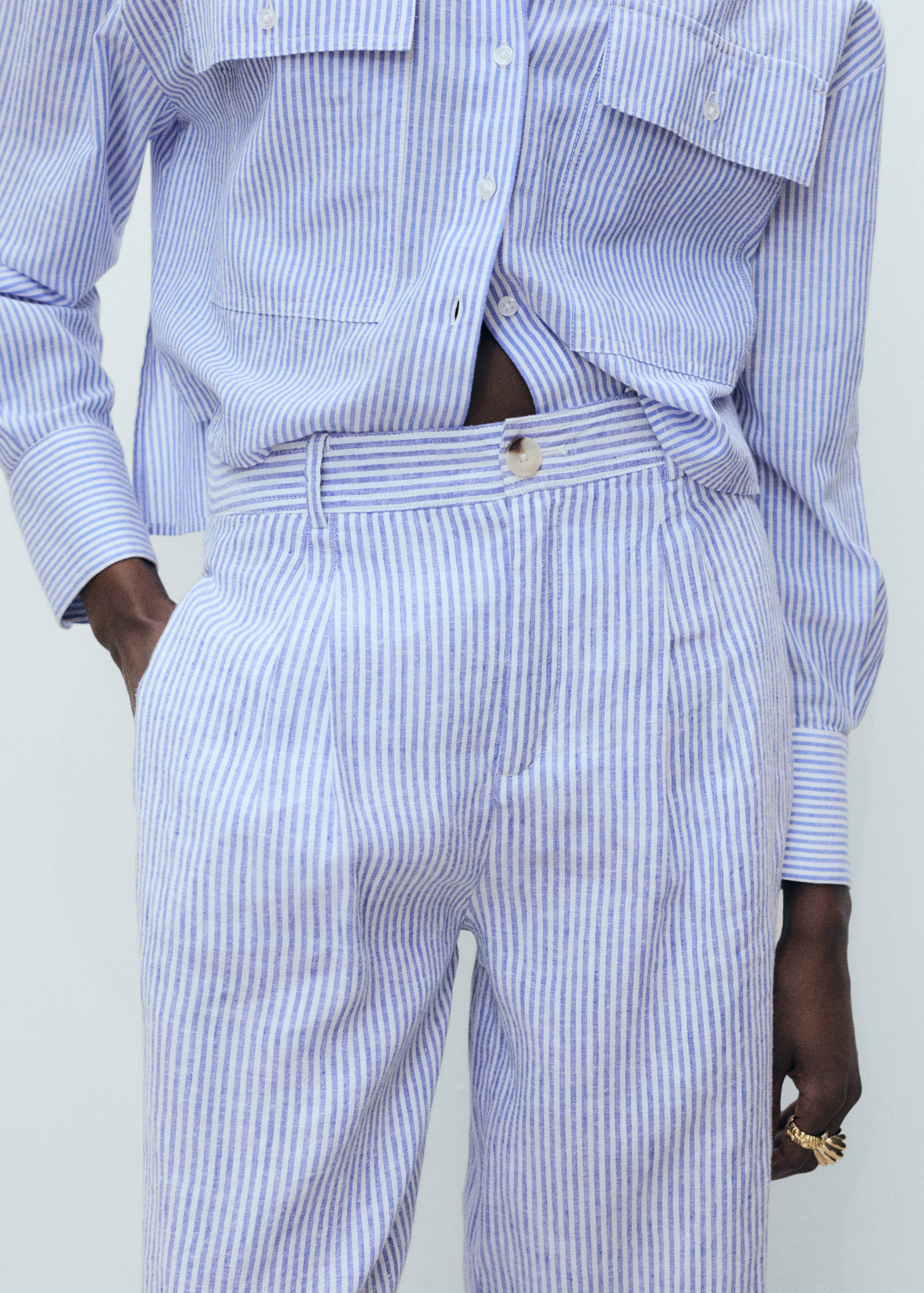 Striped linen-blend pants - Details of the article 6