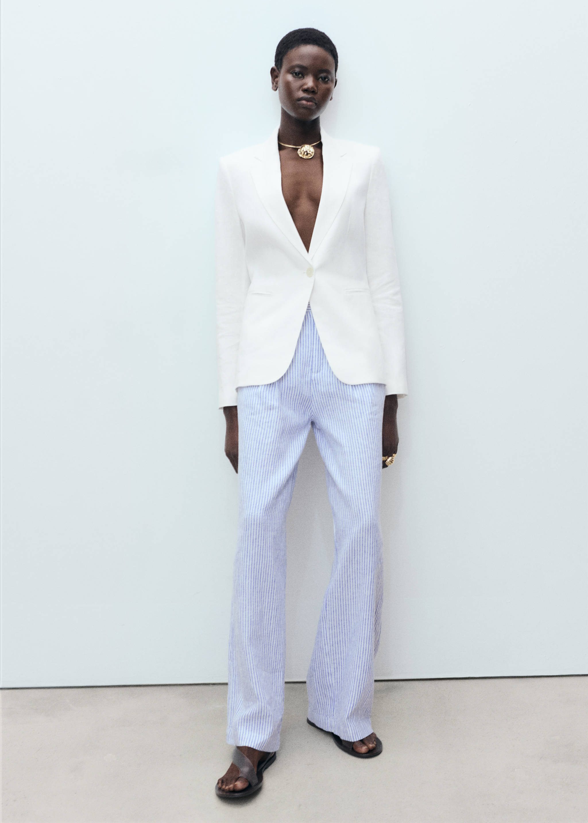 Striped linen-blend pants - Details of the article 2