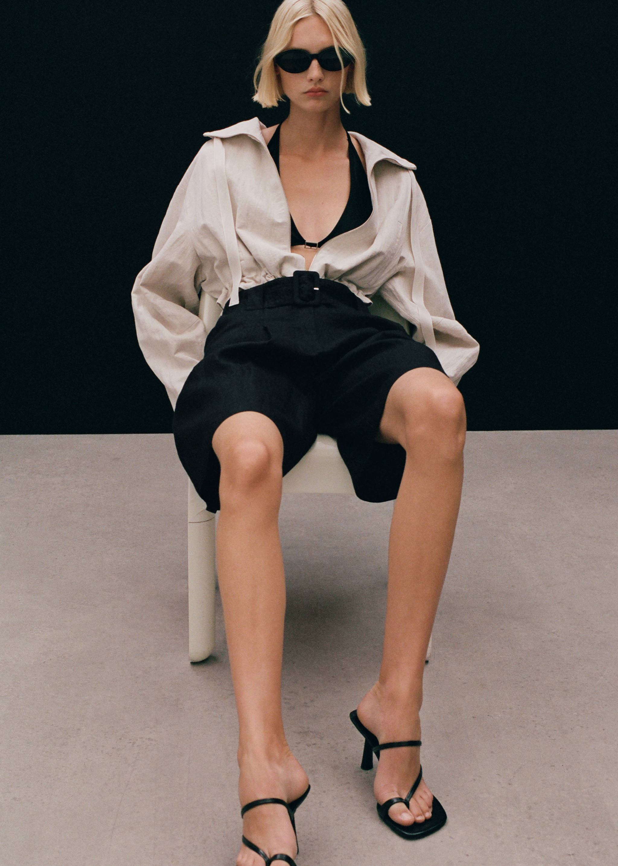 Belt linen-blend Bermuda shorts - Details of the article 6