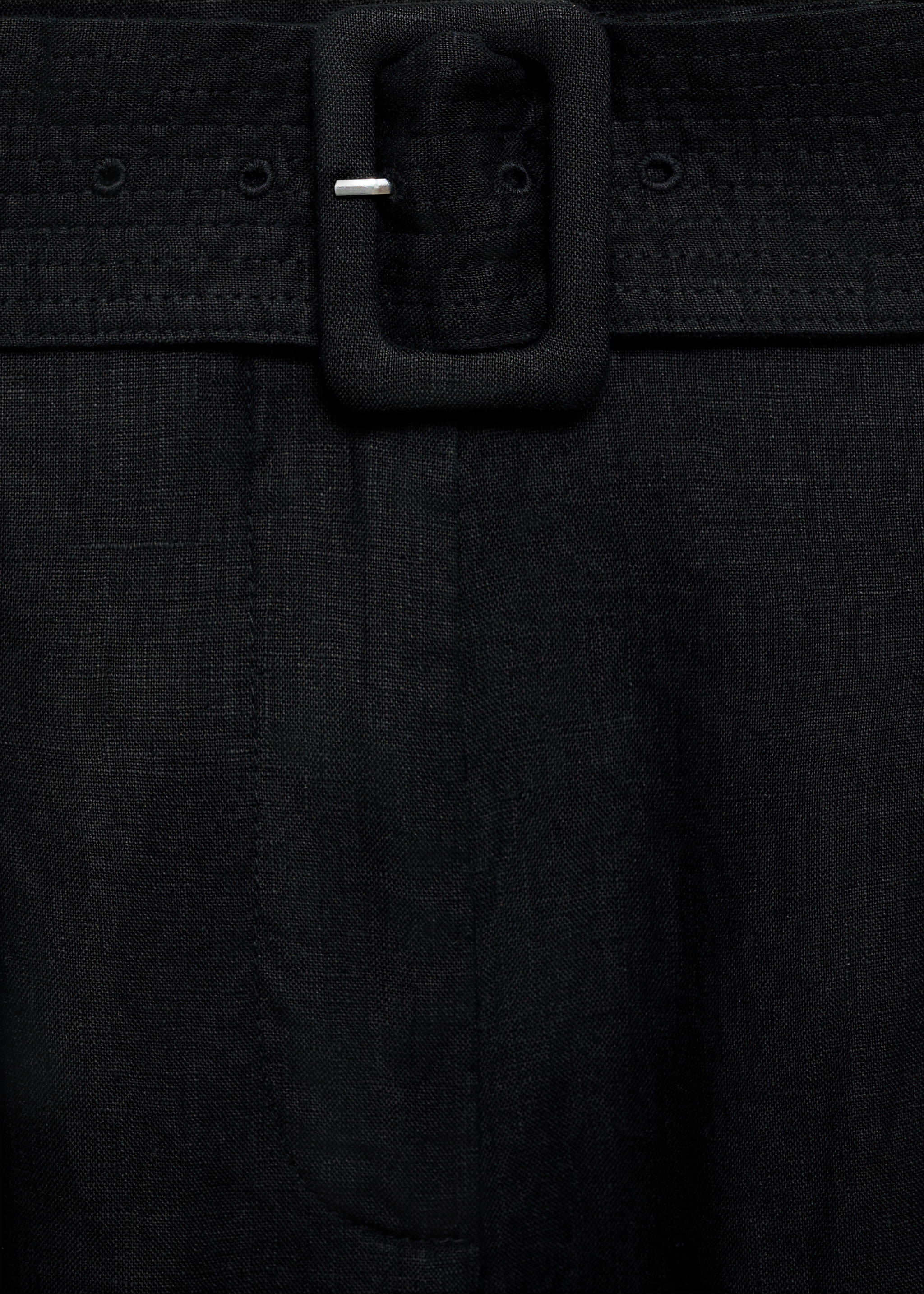 Belt linen-blend Bermuda shorts - Details of the article 8, Black. Ref: 87058265-00.