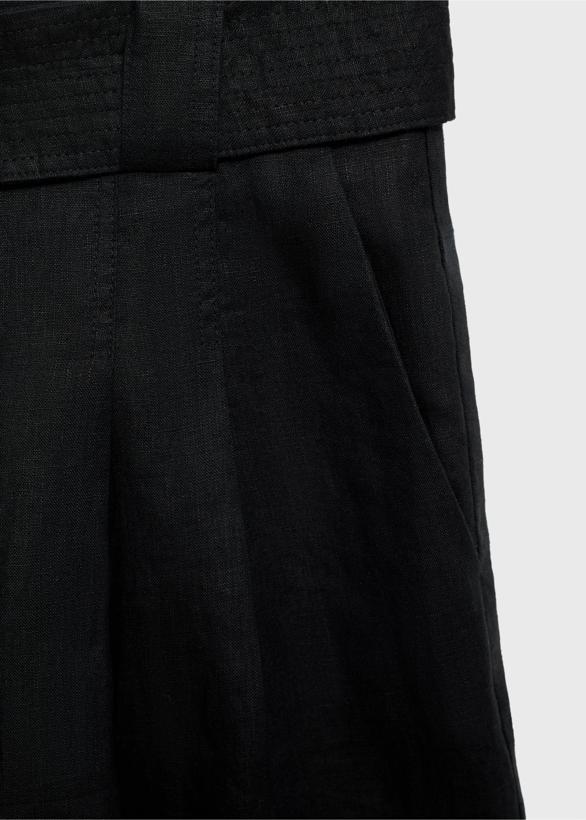 Belt linen-blend Bermuda shorts - Details of the article 0, Black. Ref: 87058265-00.