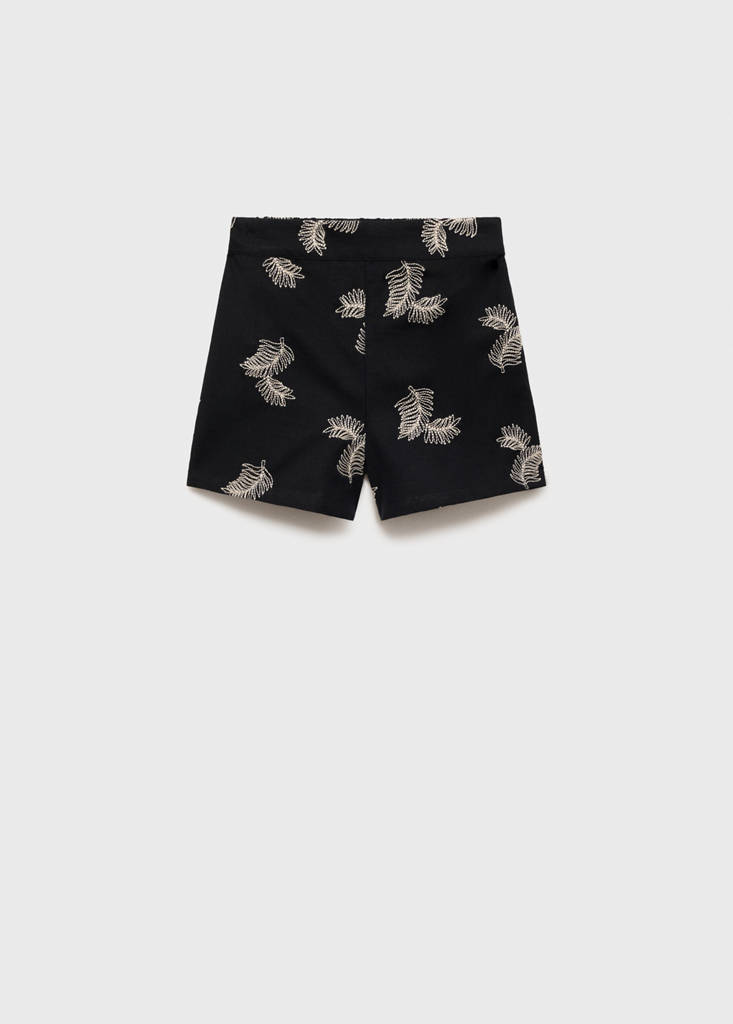 MANGO KIDS - Short lin brodé noir - 11-12 ans - Fille