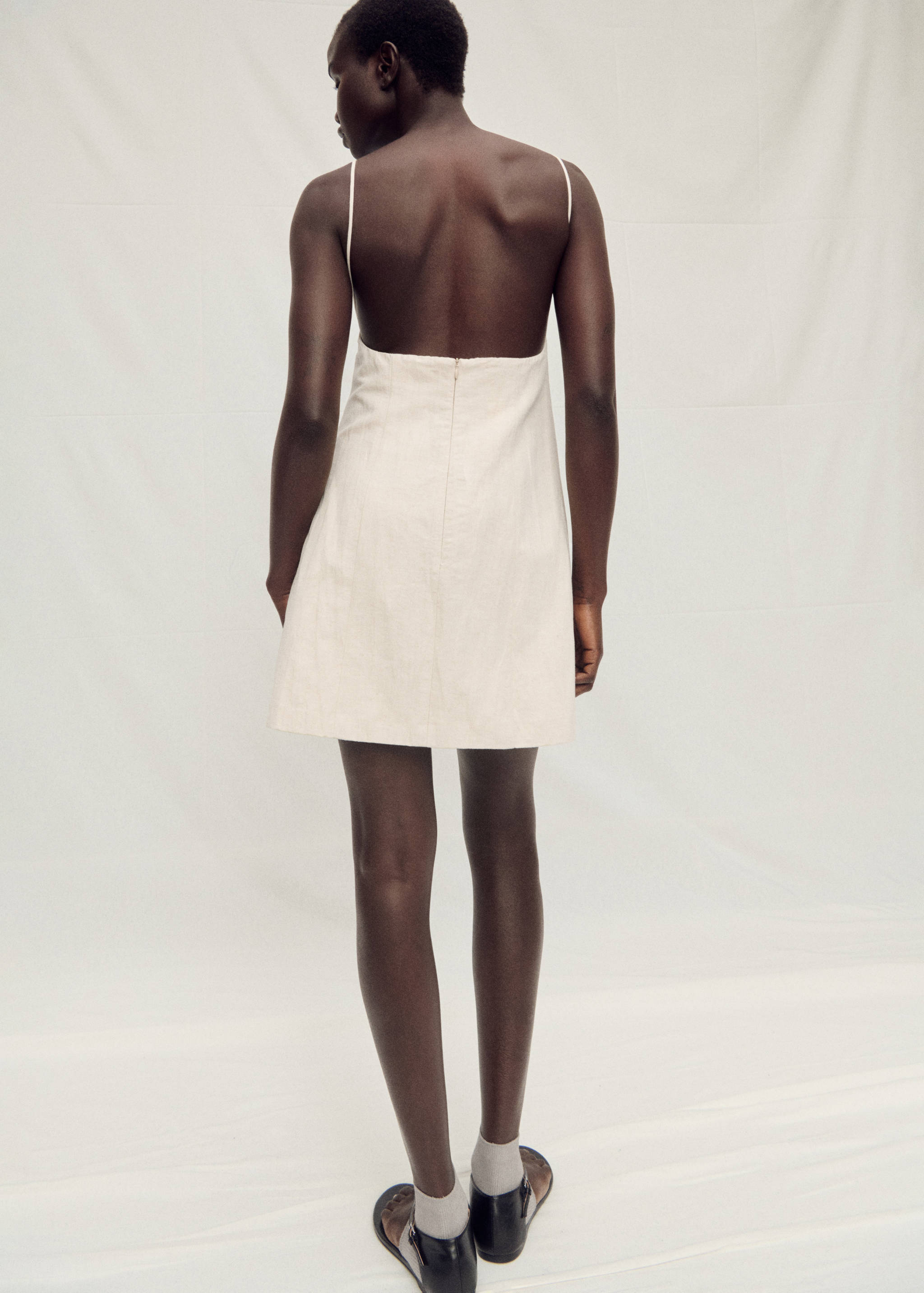 Vestido algodón escote deshilachado - Reverso del artículo