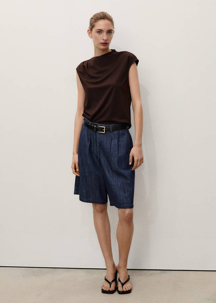 Straight-fit rinse-wash denim bermuda shorts — Open Blue