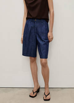 Straight-fit rinse-wash denim bermuda shorts — Open Blue 1