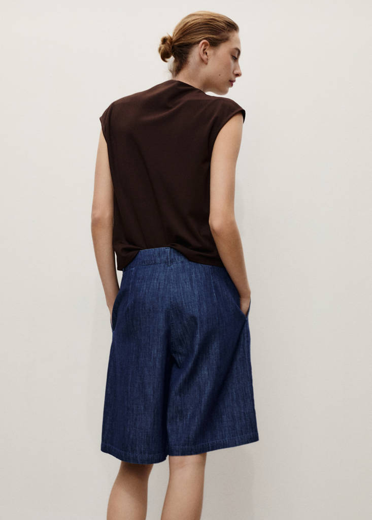 Straight-fit rinse-wash denim bermuda shorts — Open Blue