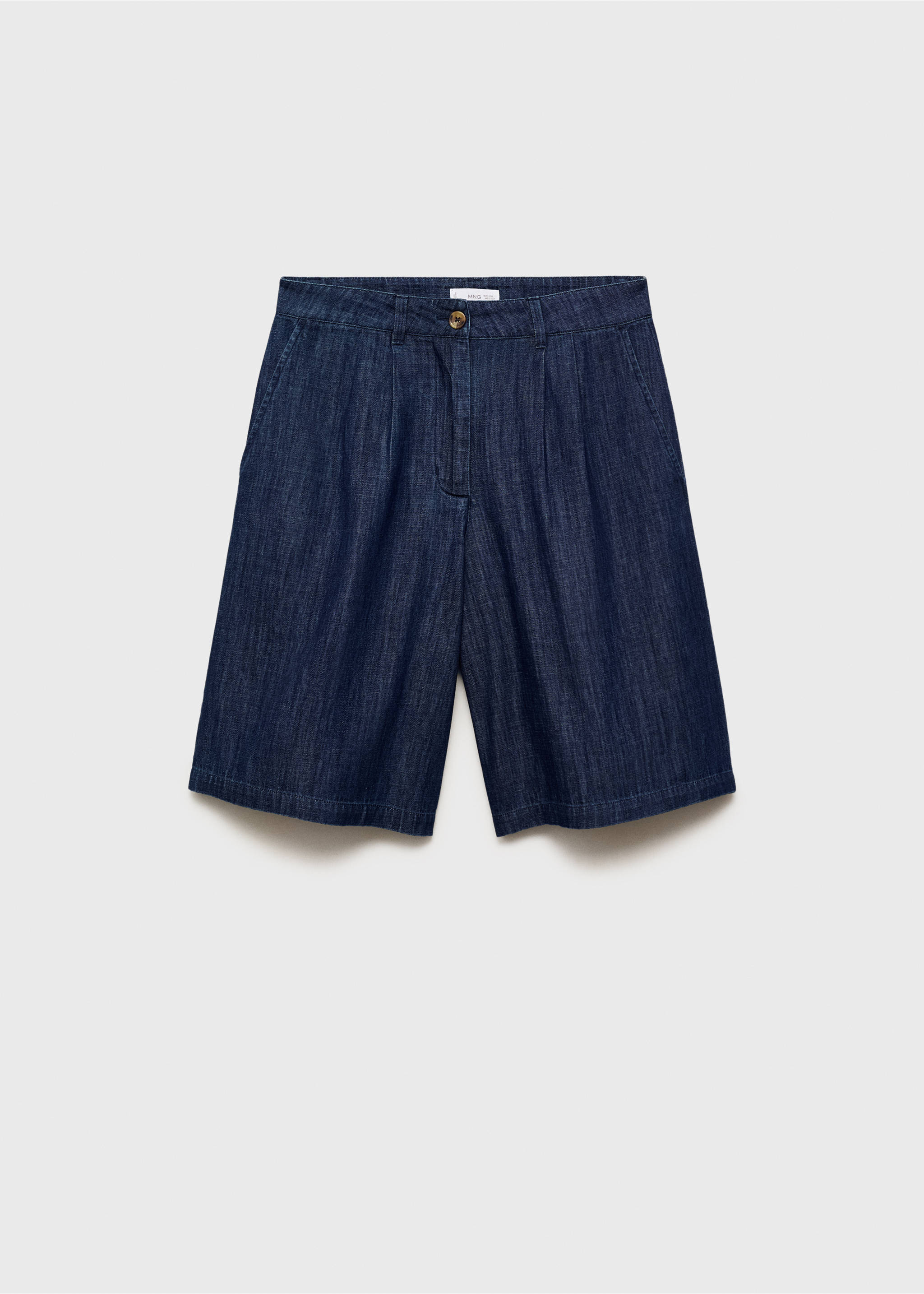 Straight-fit rinse-wash denim bermuda shorts - Article without model, Open Blue. Ref: 87058642-00.