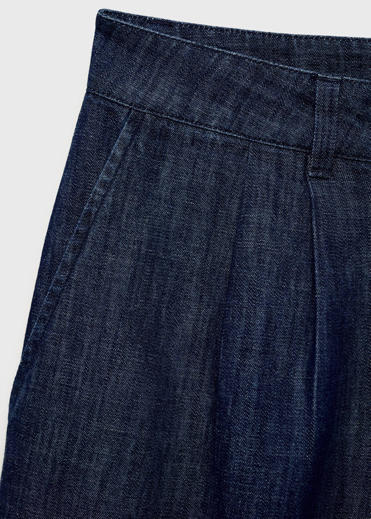 Straight-fit rinse-wash denim bermuda shorts — Open Blue