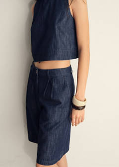 Straight-fit rinse-wash denim bermuda shorts — Open Blue 9