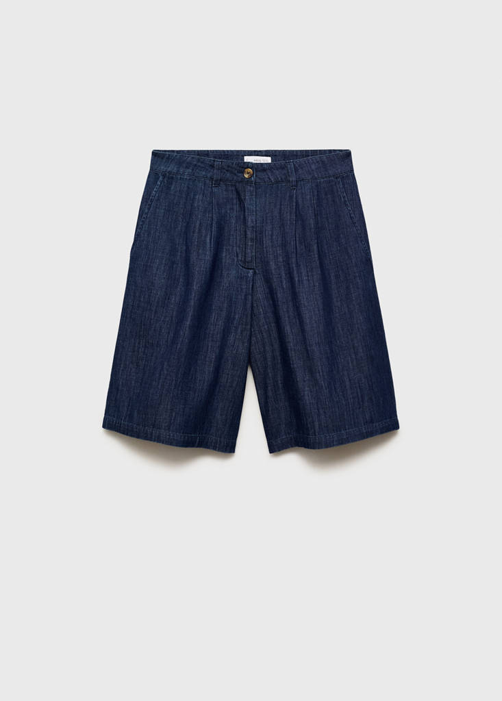 Straight-fit rinse-wash denim bermuda shorts — Open Blue