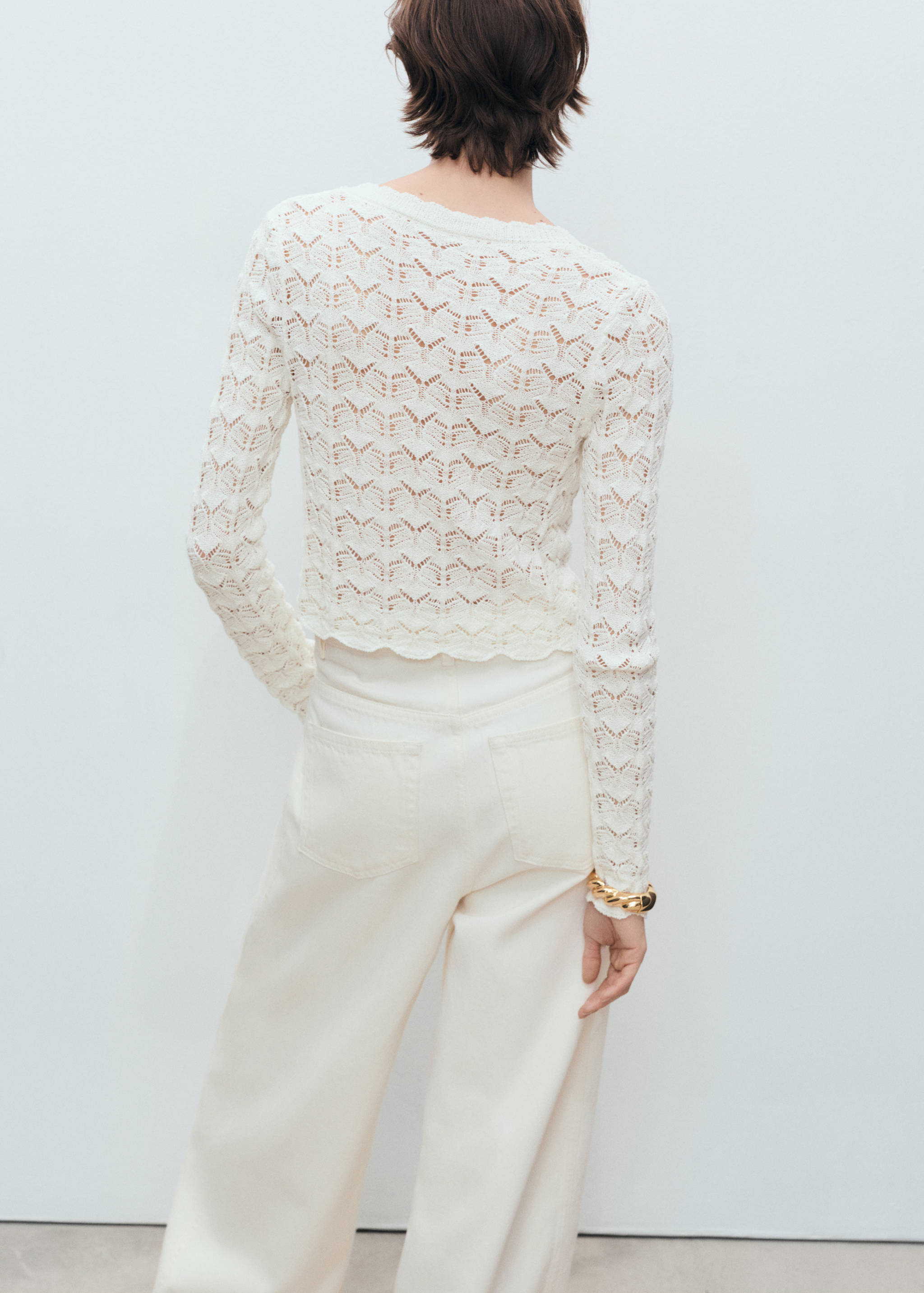 Ζακέτα από κροσέ με κλείσιμο με φιόγκο - Πίσω όψη προϊόντος