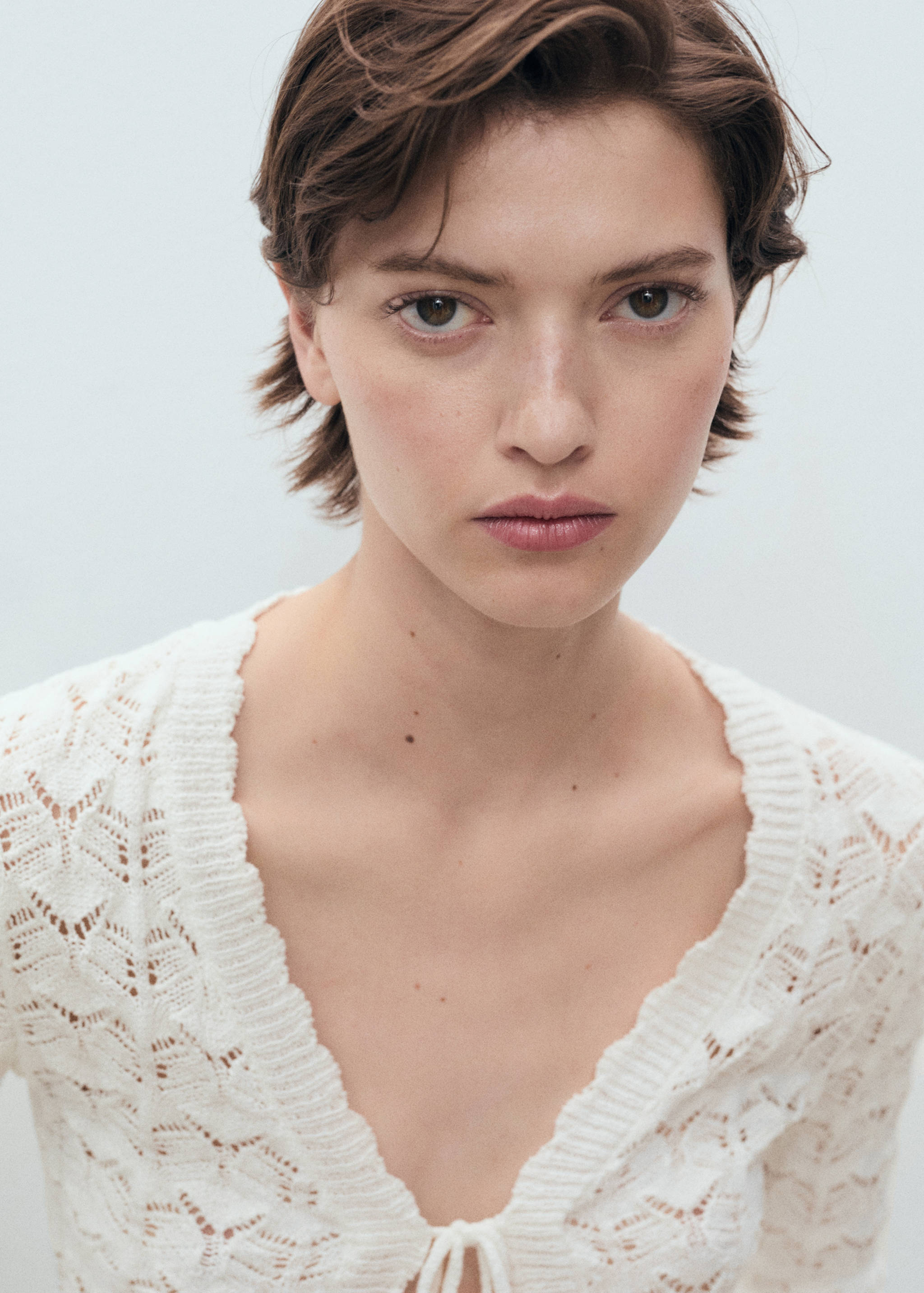 Ζακέτα από κροσέ με κλείσιμο με φιόγκο - Λεπτομέρεια του προϊόντος 1