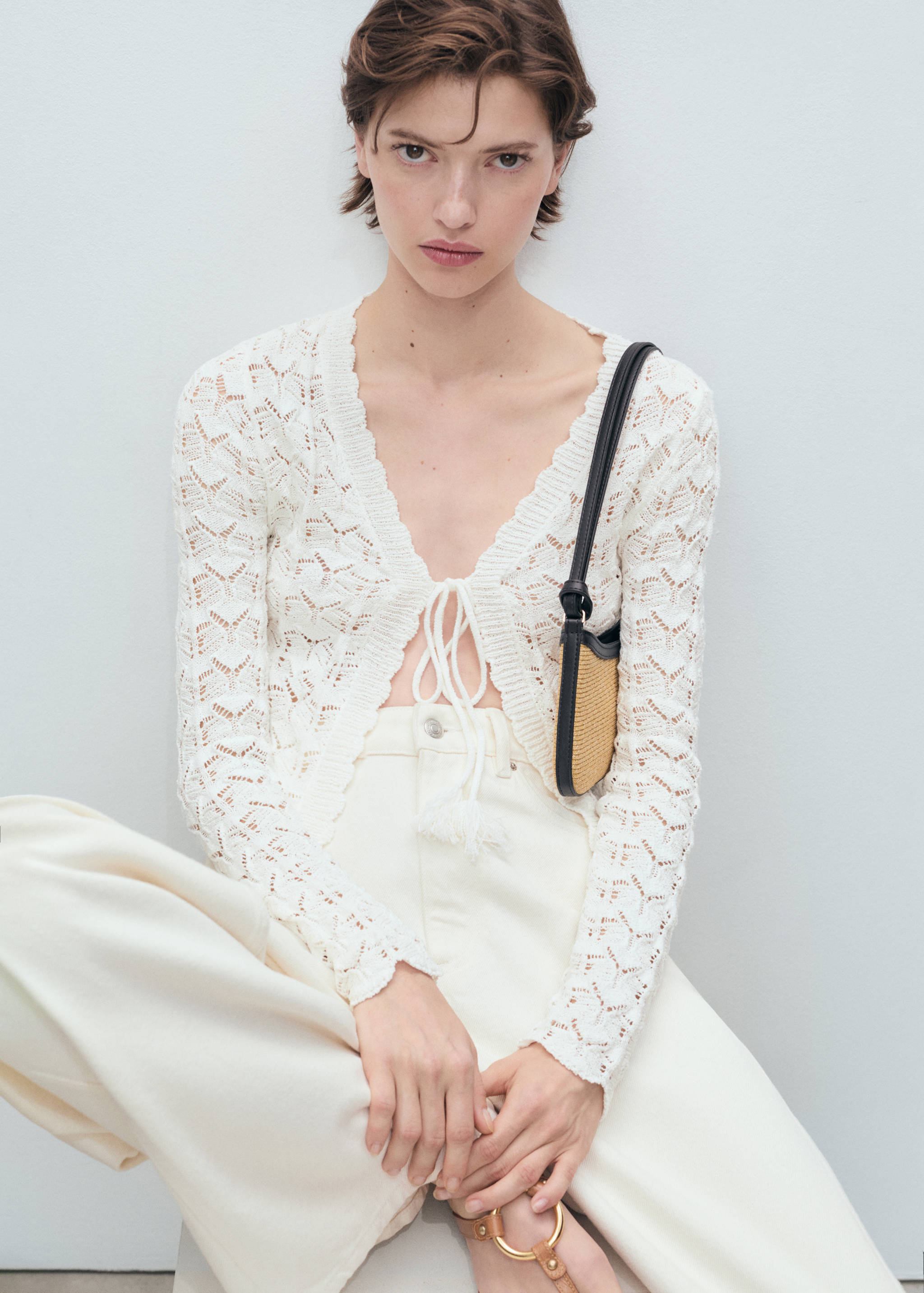 Ζακέτα από κροσέ με κλείσιμο με φιόγκο - Λεπτομέρεια του προϊόντος 6