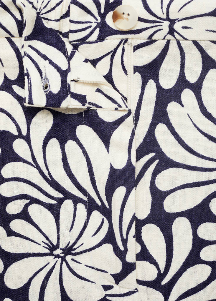 Floral linen trousers — Ecru