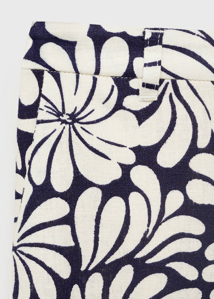 Floral linen trousers — Ecru