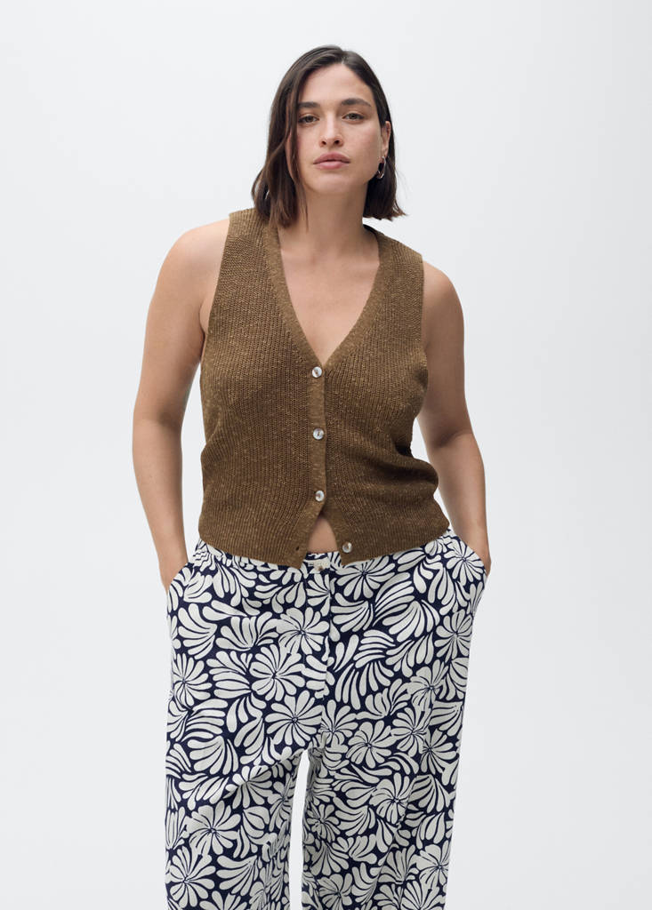 Floral linen trousers — Ecru
