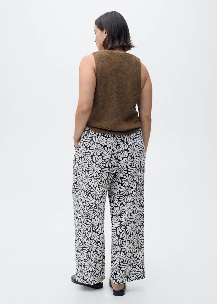 Floral linen trousers — Ecru