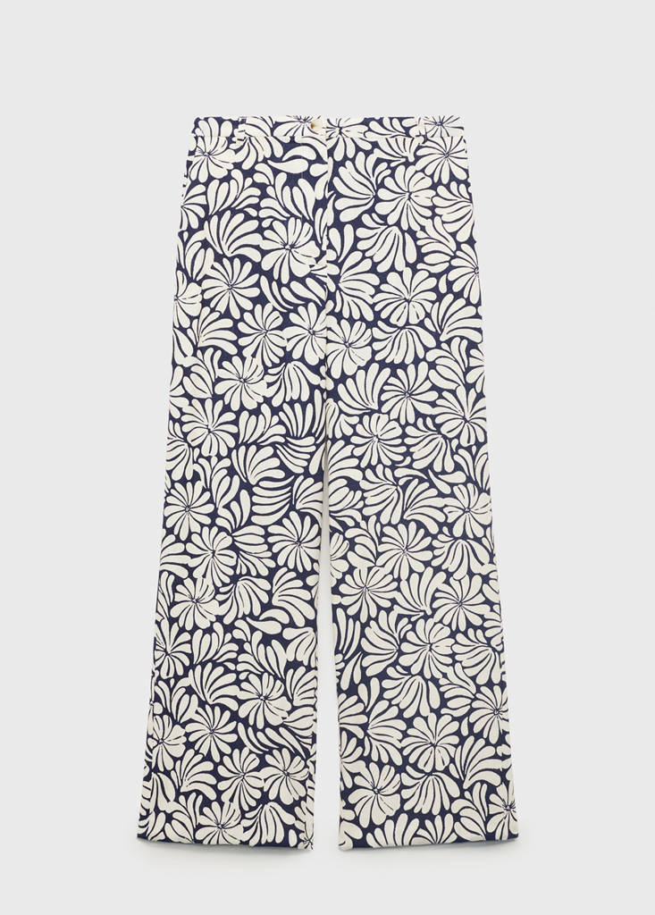 Floral linen trousers — Ecru
