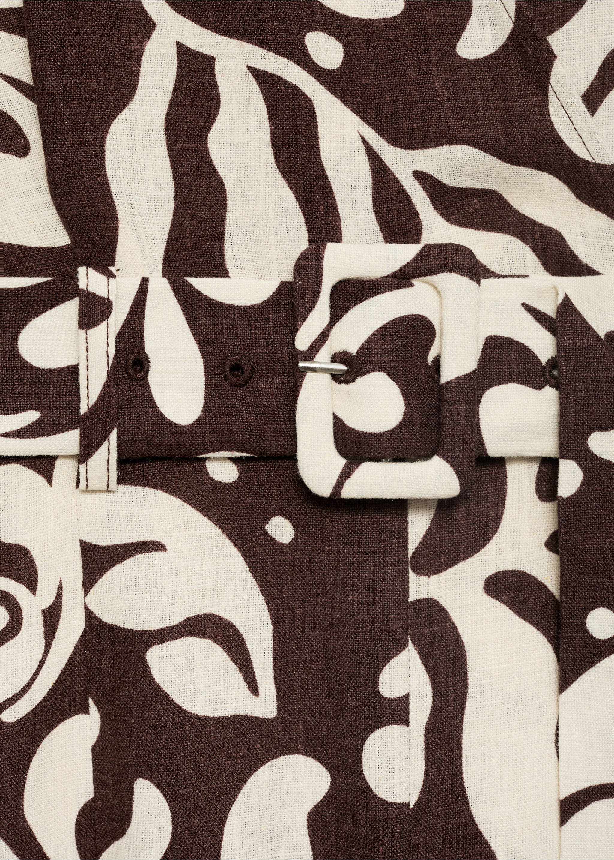 Mono lino estampado cinturón - Detalle del artículo 0, Marrón. Ref: 87058647-00.