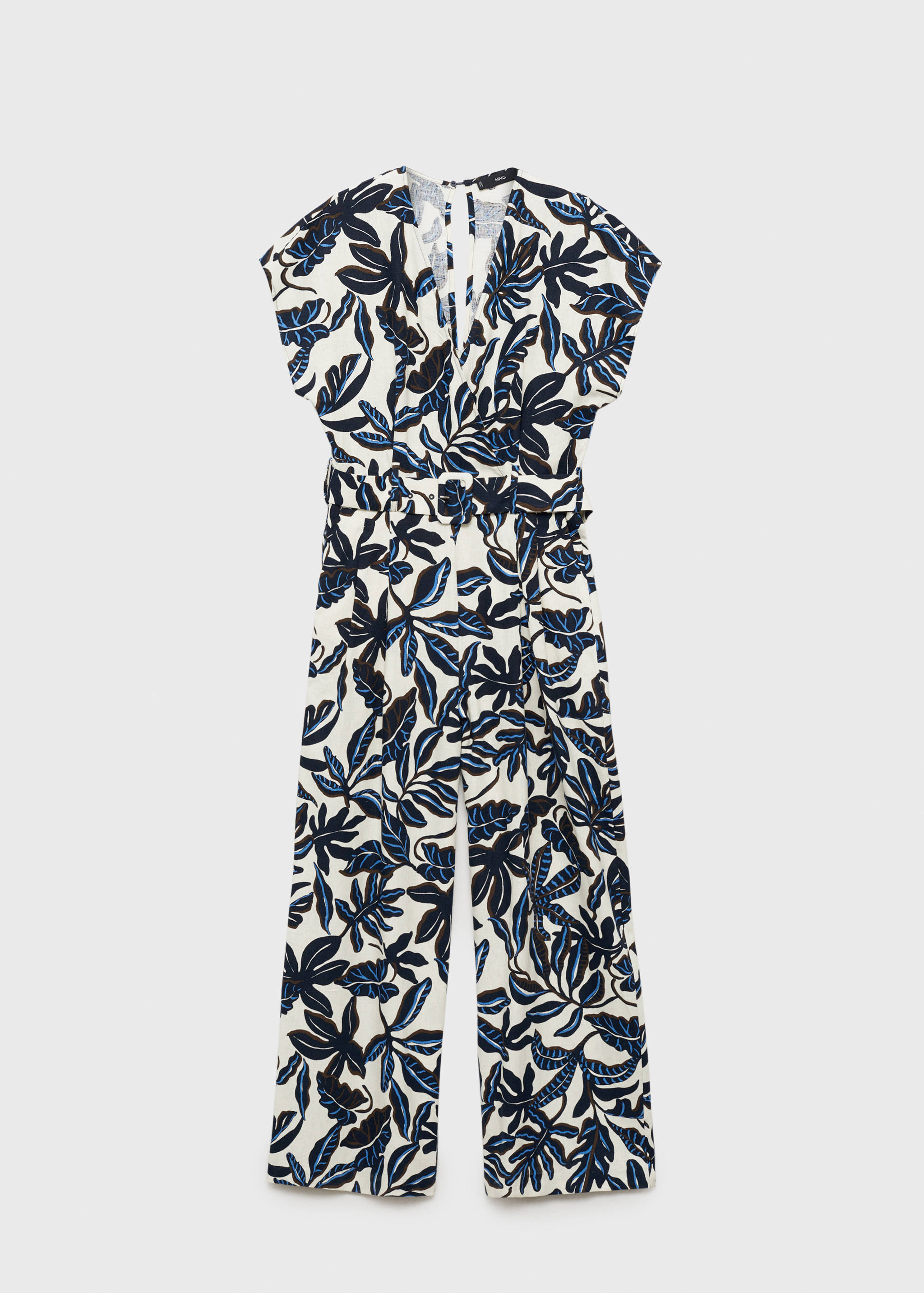 Printed linen jumpsuit with belt - Article without model