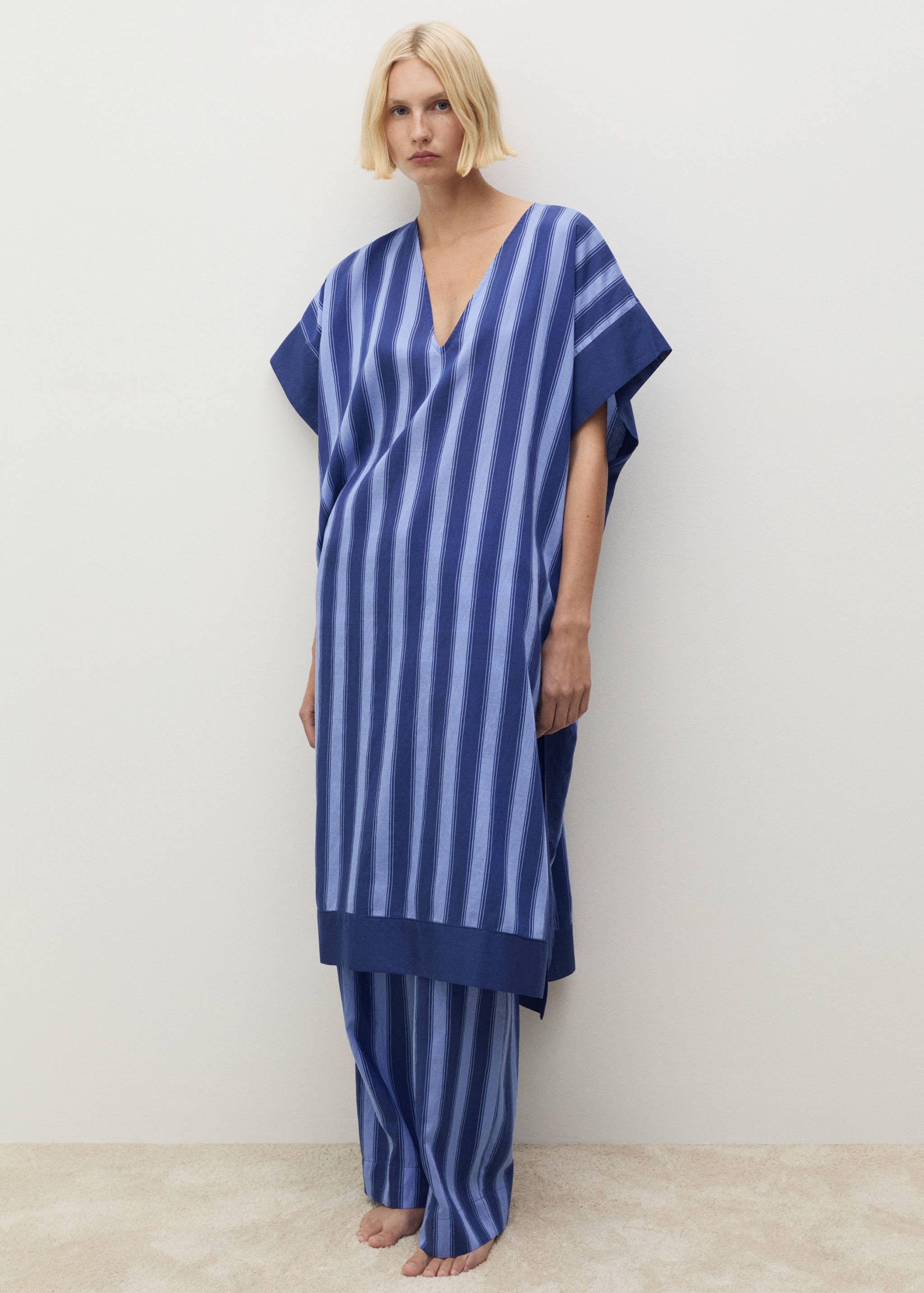 Lyocell two-tone caftan with woven stripe - Details of the article 2