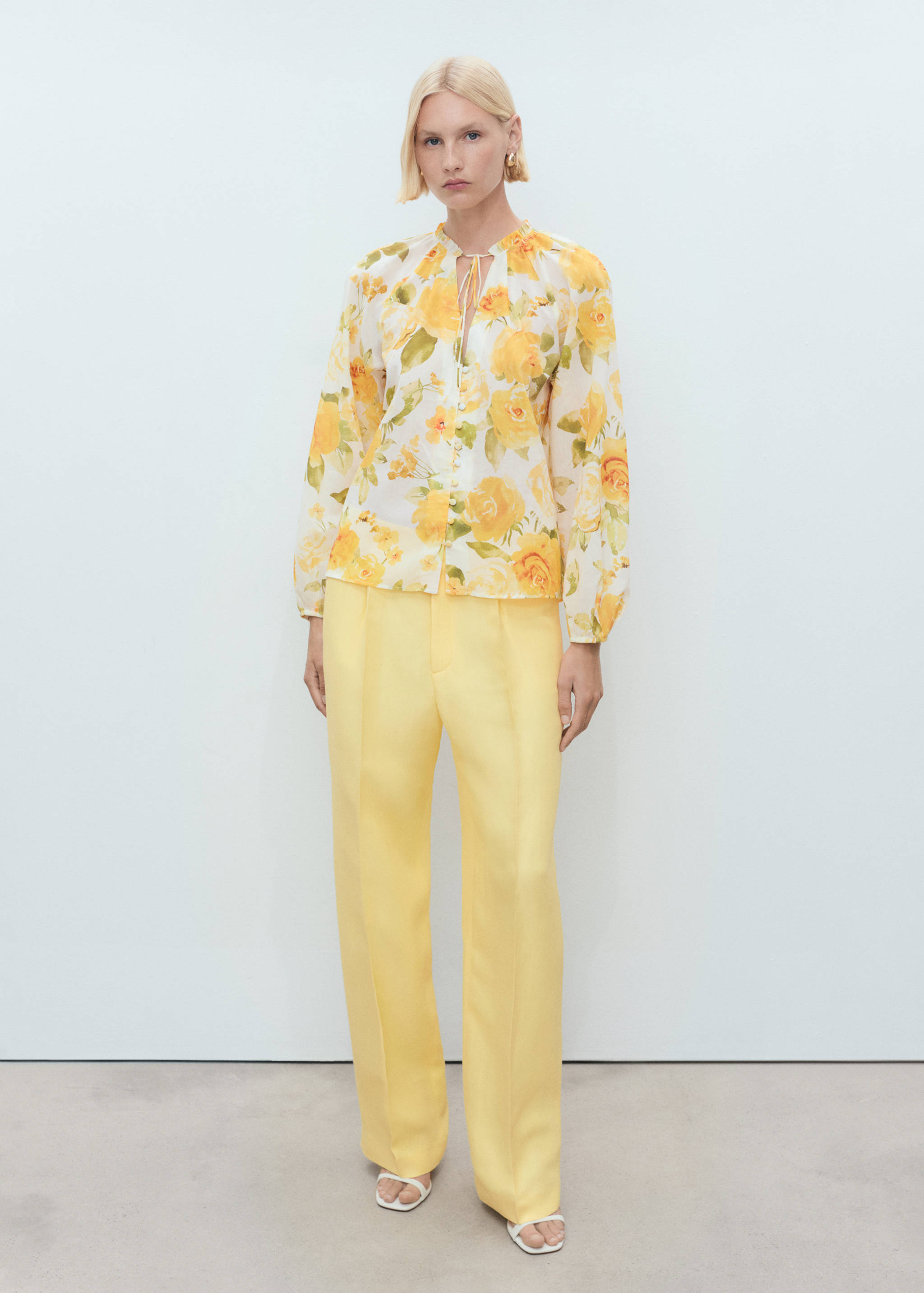 Baumwollbluse mit Blumenmuster - Allgemeine Ansicht