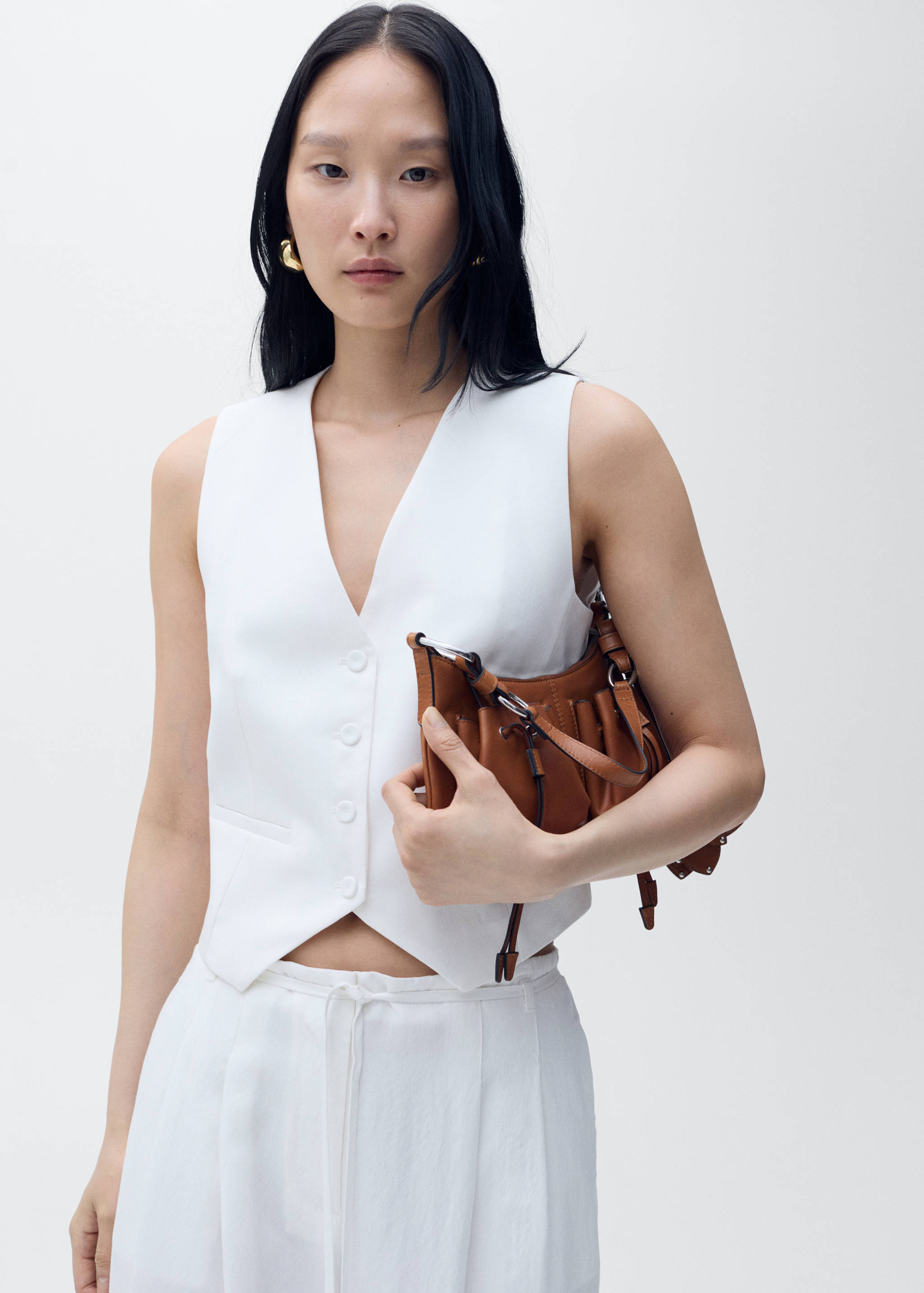 Straight lyocell suit vest - Medium plane