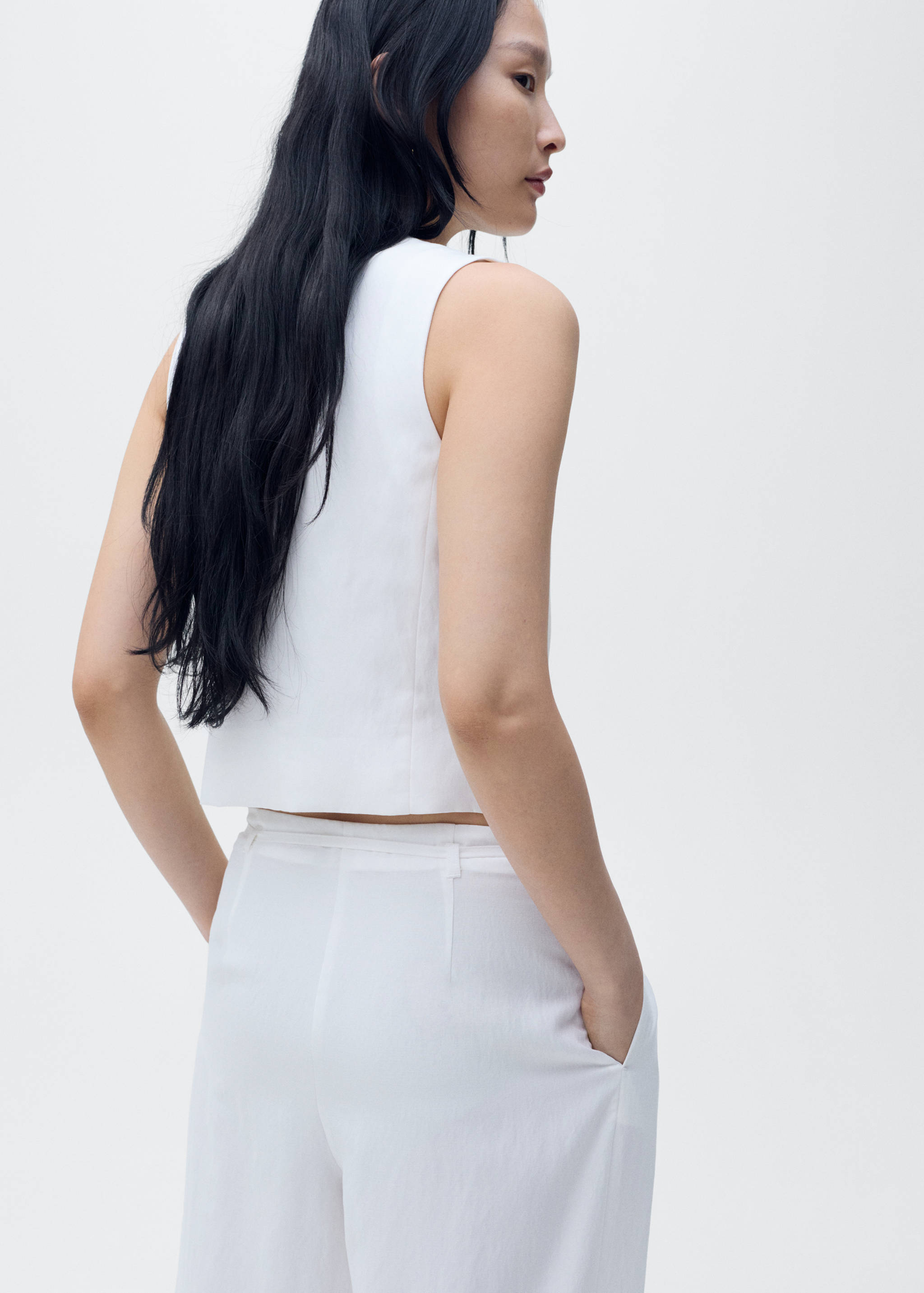 Straight lyocell suit vest - Reverse of the article