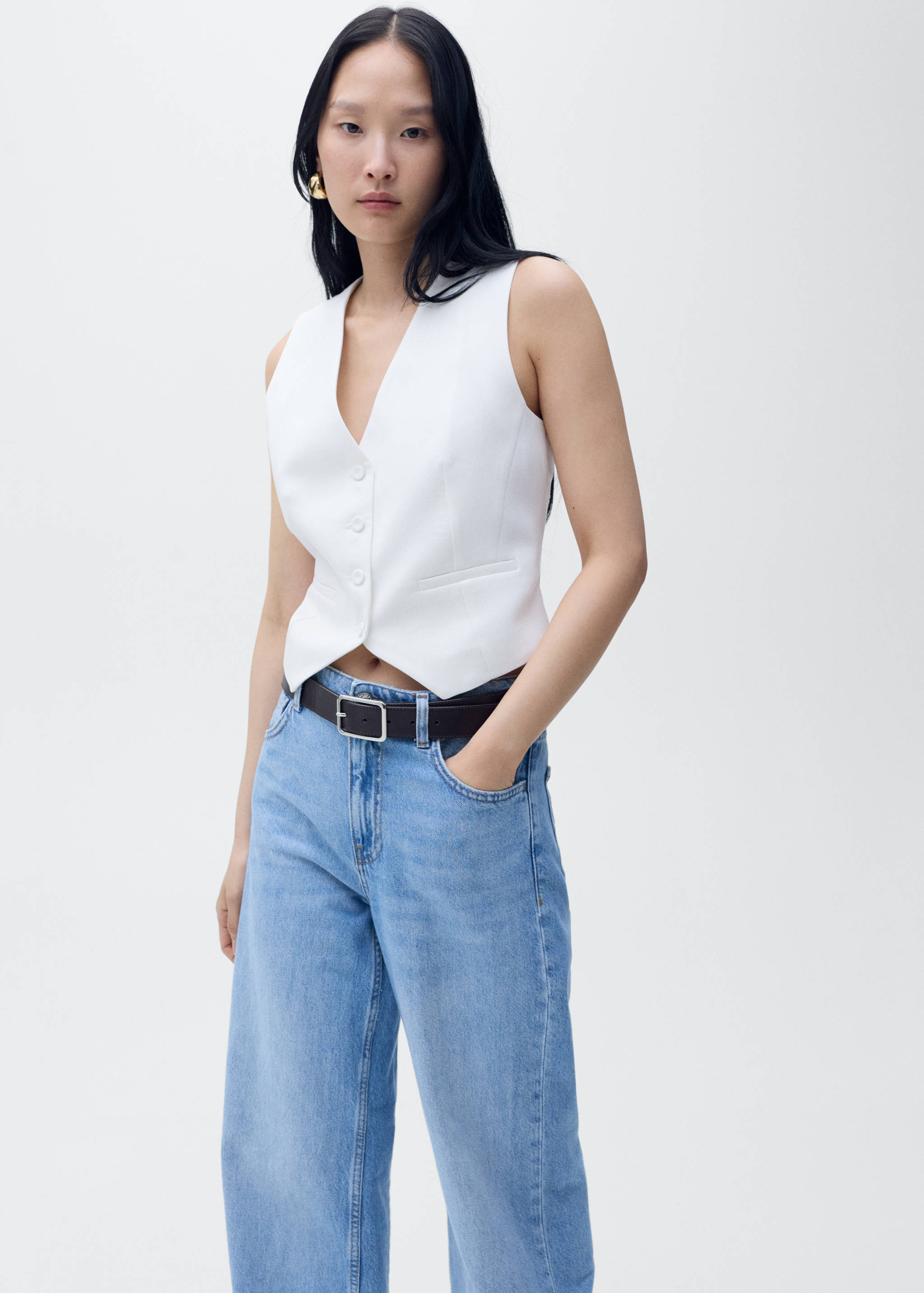 Straight lyocell suit vest - Details of the article 2