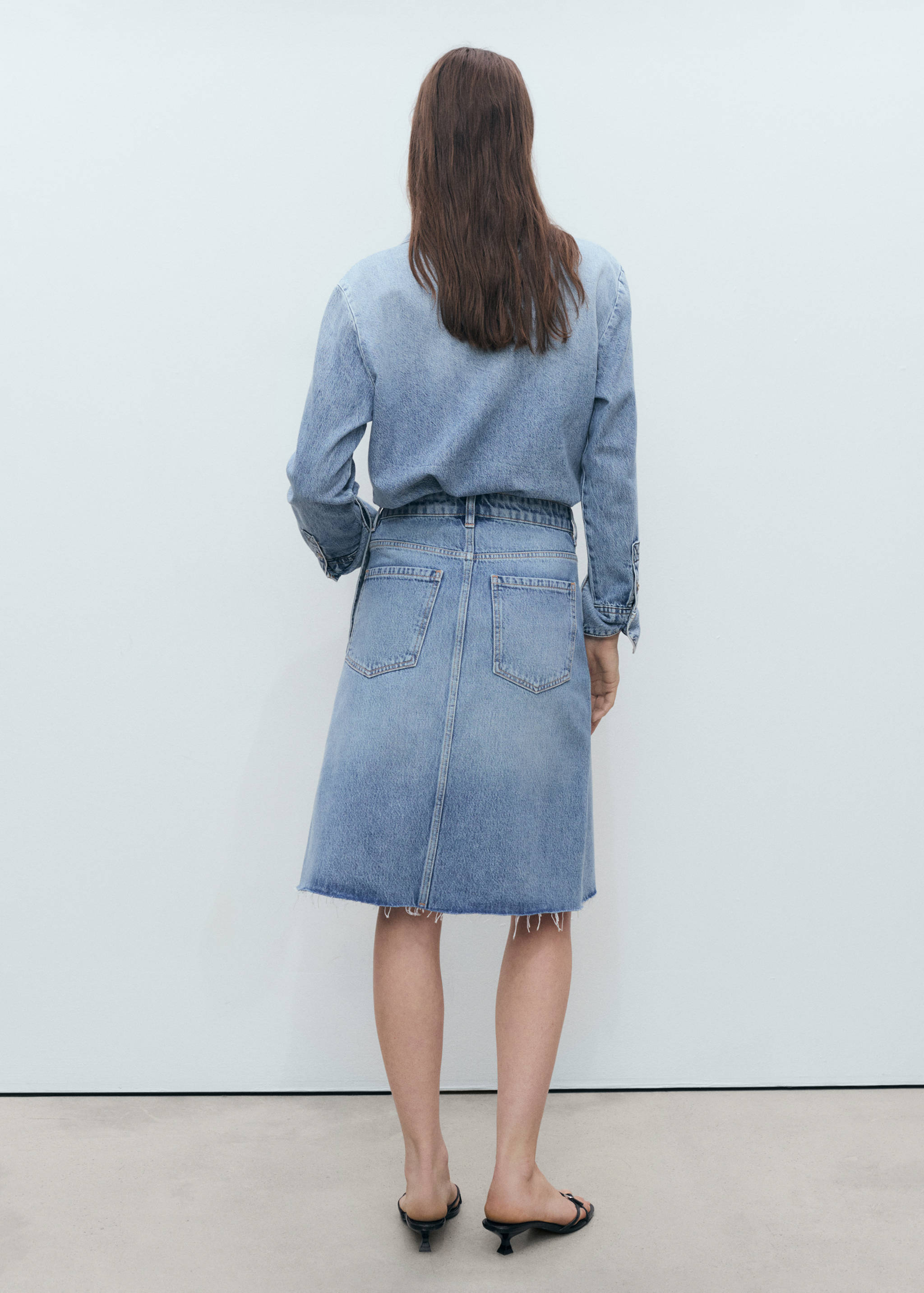 Midi denim skirt - Reverse of the article