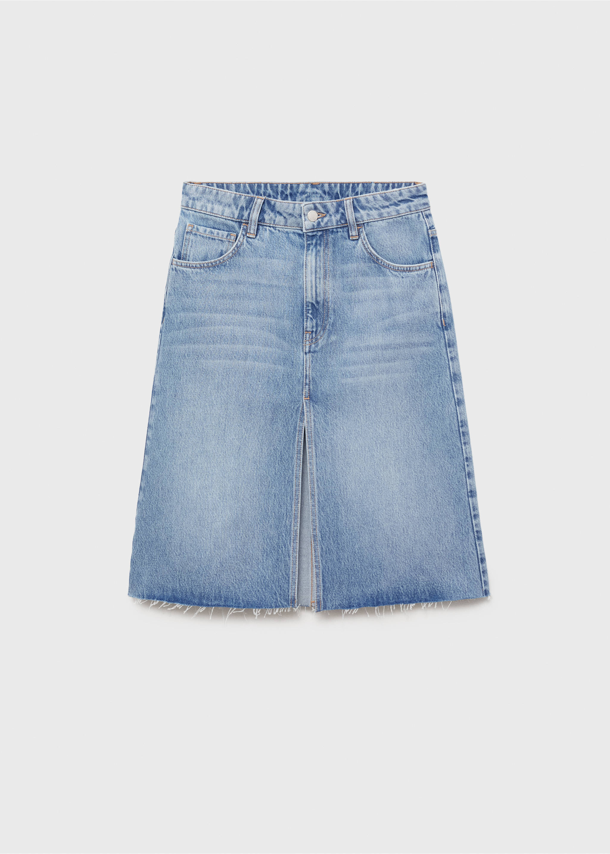 Midi boy denim etek - Modelsiz ürün, Donuk Mavi. Ref: 87059065-00.