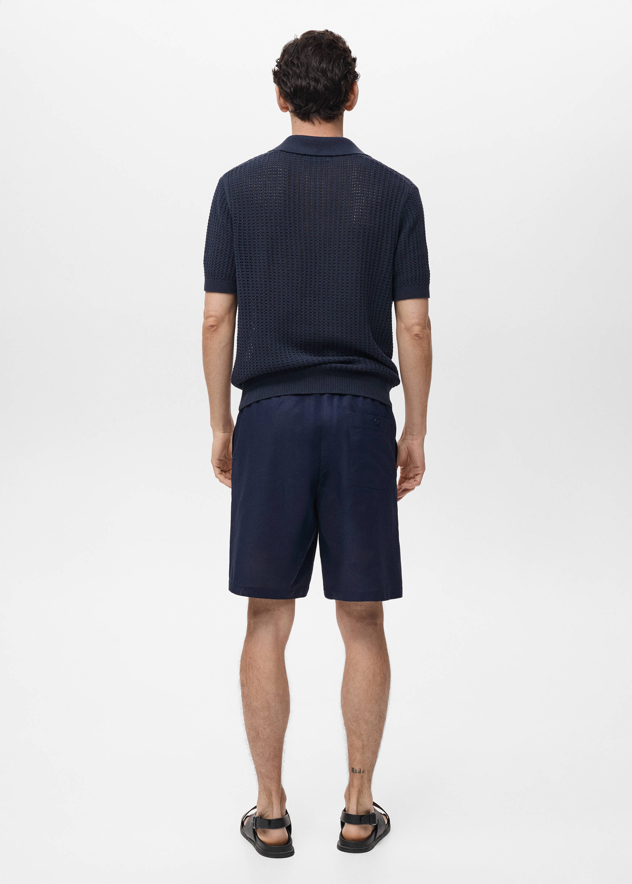 Cotton knitted polo shirt with lace accents - Reverse of the article