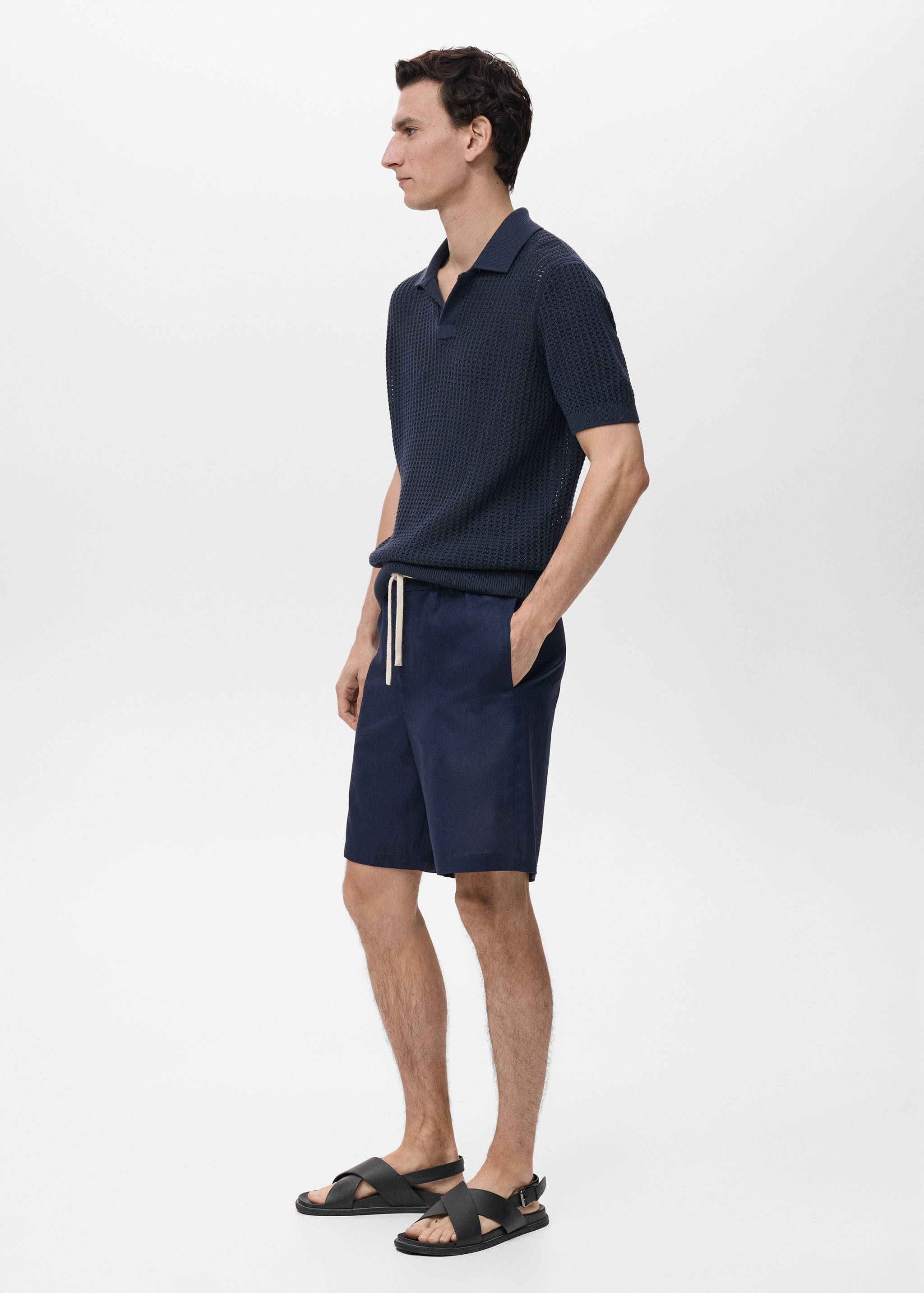 Cotton knitted polo shirt with lace accents - Details of the article 2