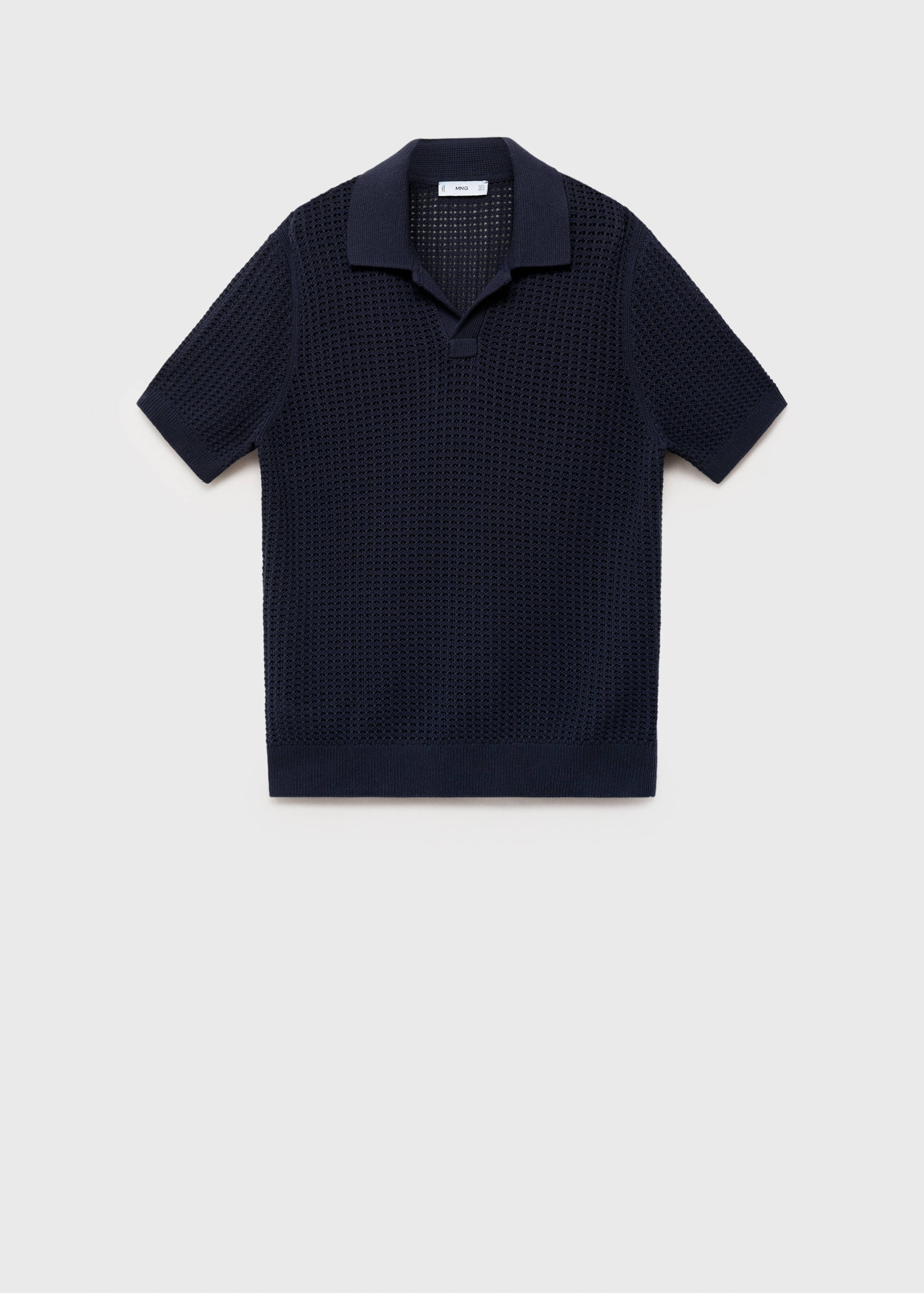 Cotton knitted polo shirt with lace accents - Article without model