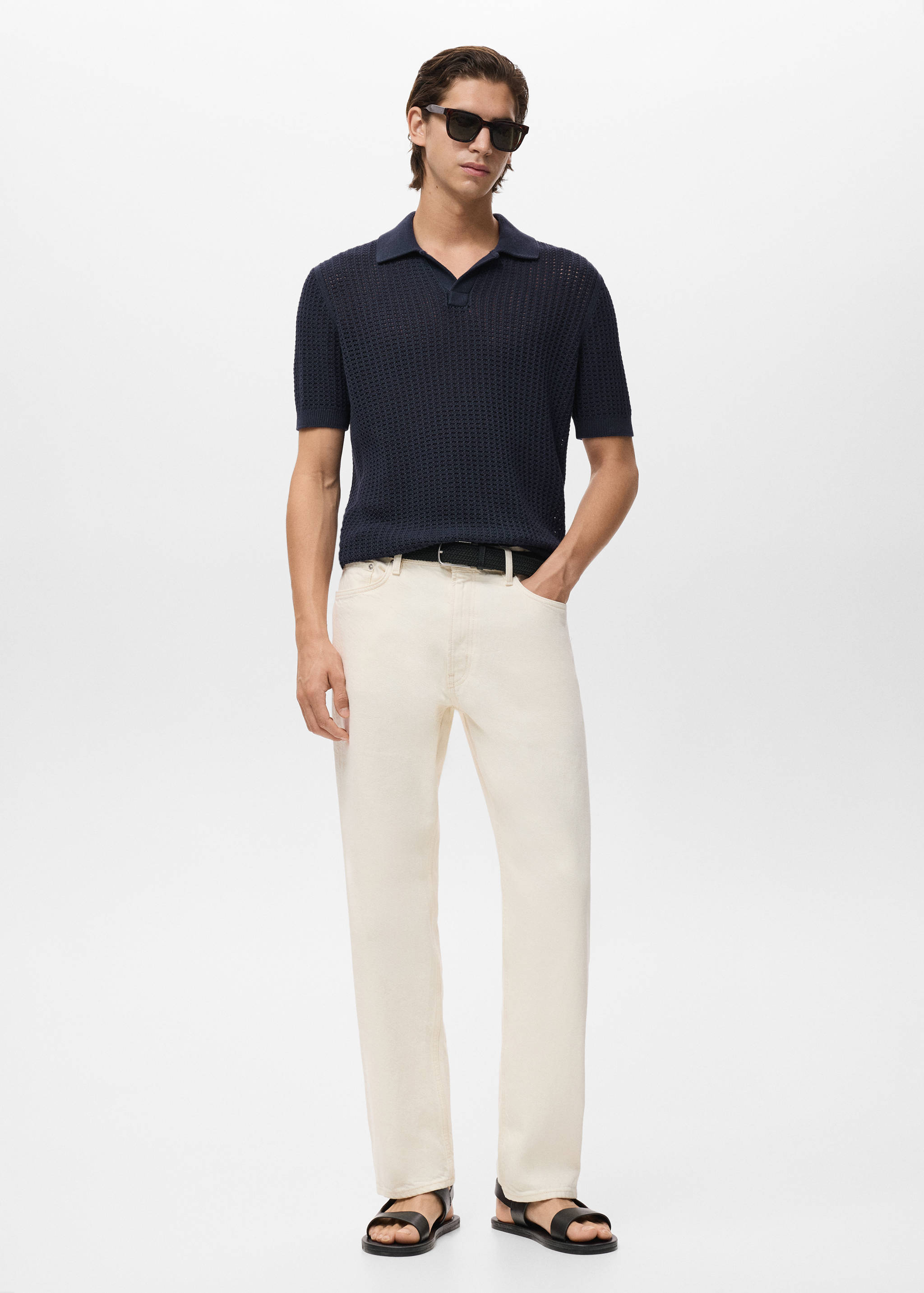 Polo maille coton ajouré - Plan général