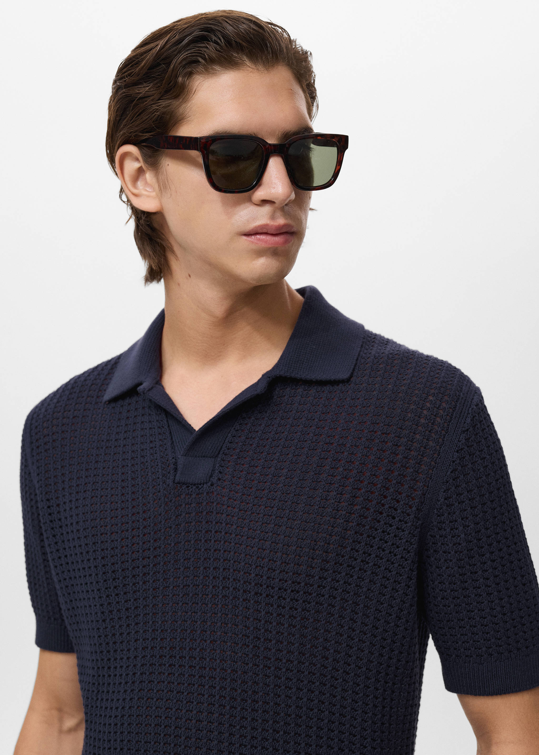 Polo maille coton ajouré - Détail de l'article 1
