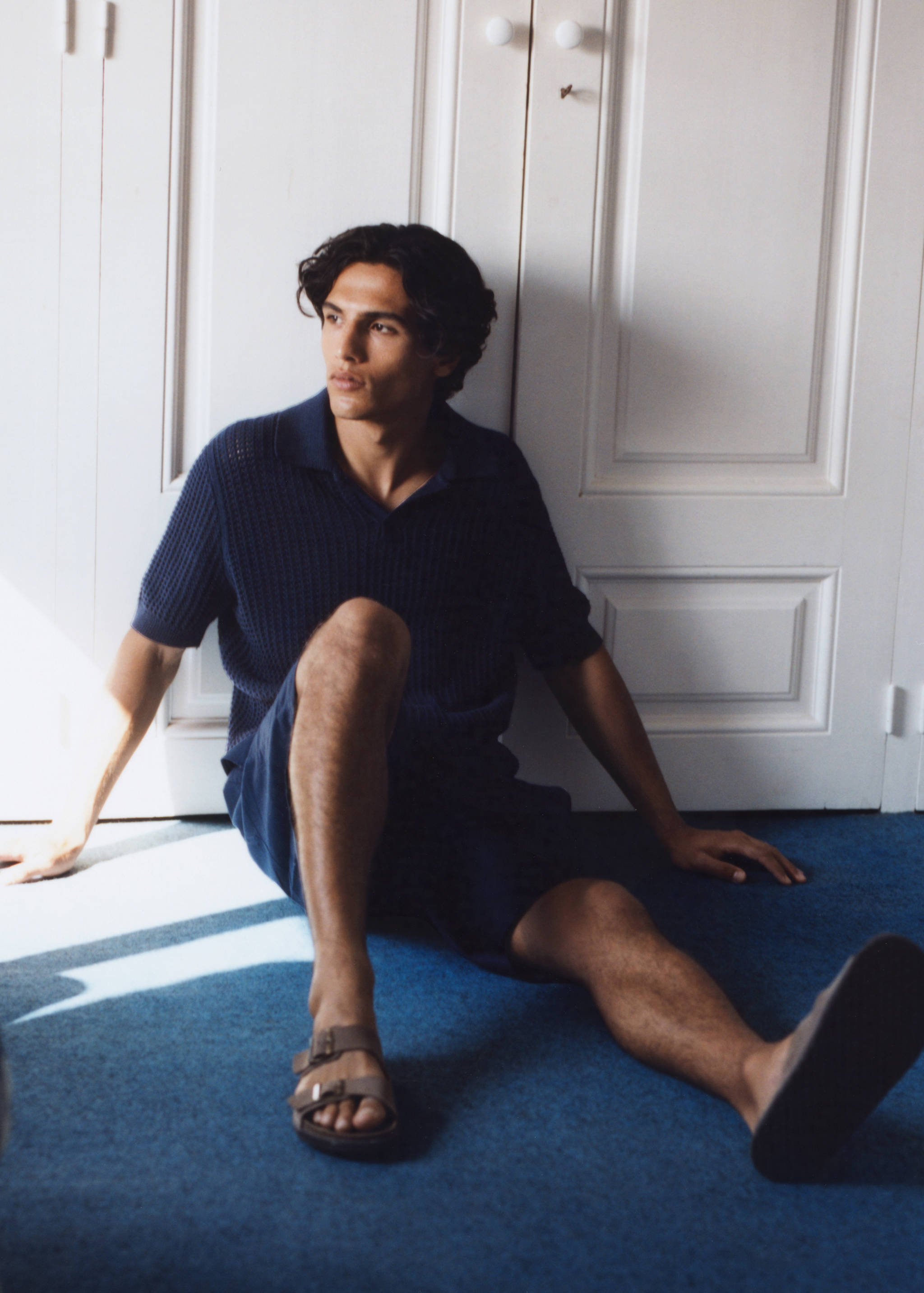 Cotton knitted polo shirt with lace accents - Details of the article 3