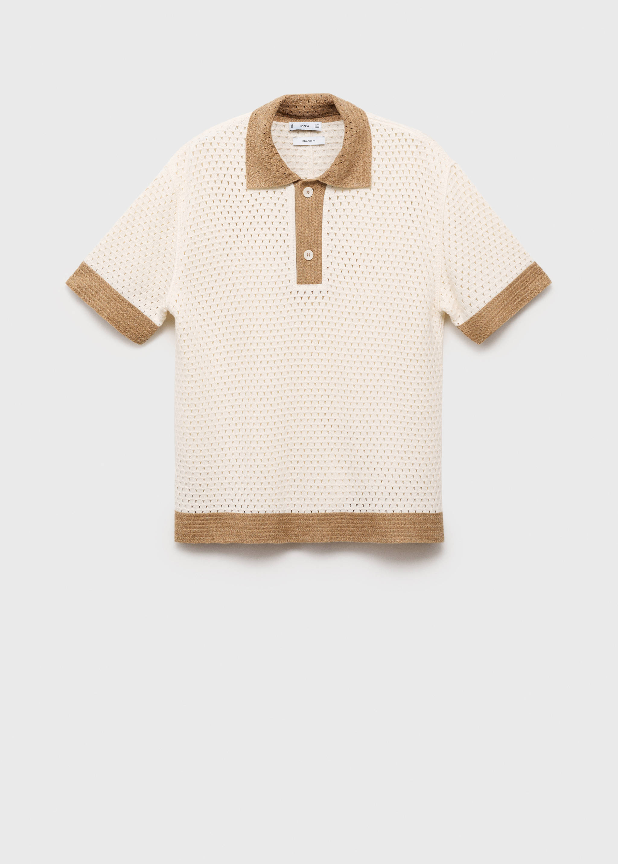 Knitted polo shirt with contrasting lace details - Article without model