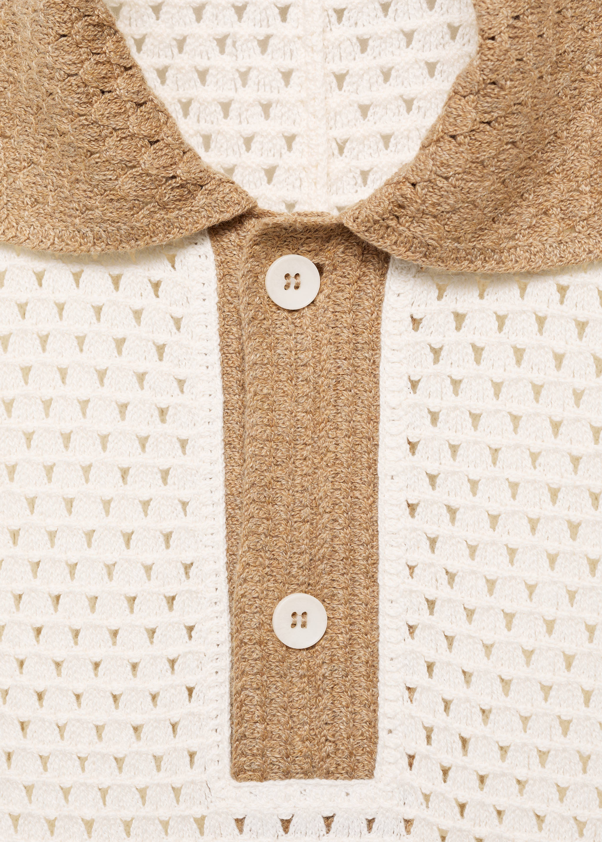 Knitted polo shirt with contrasting lace details - Details of the article 8